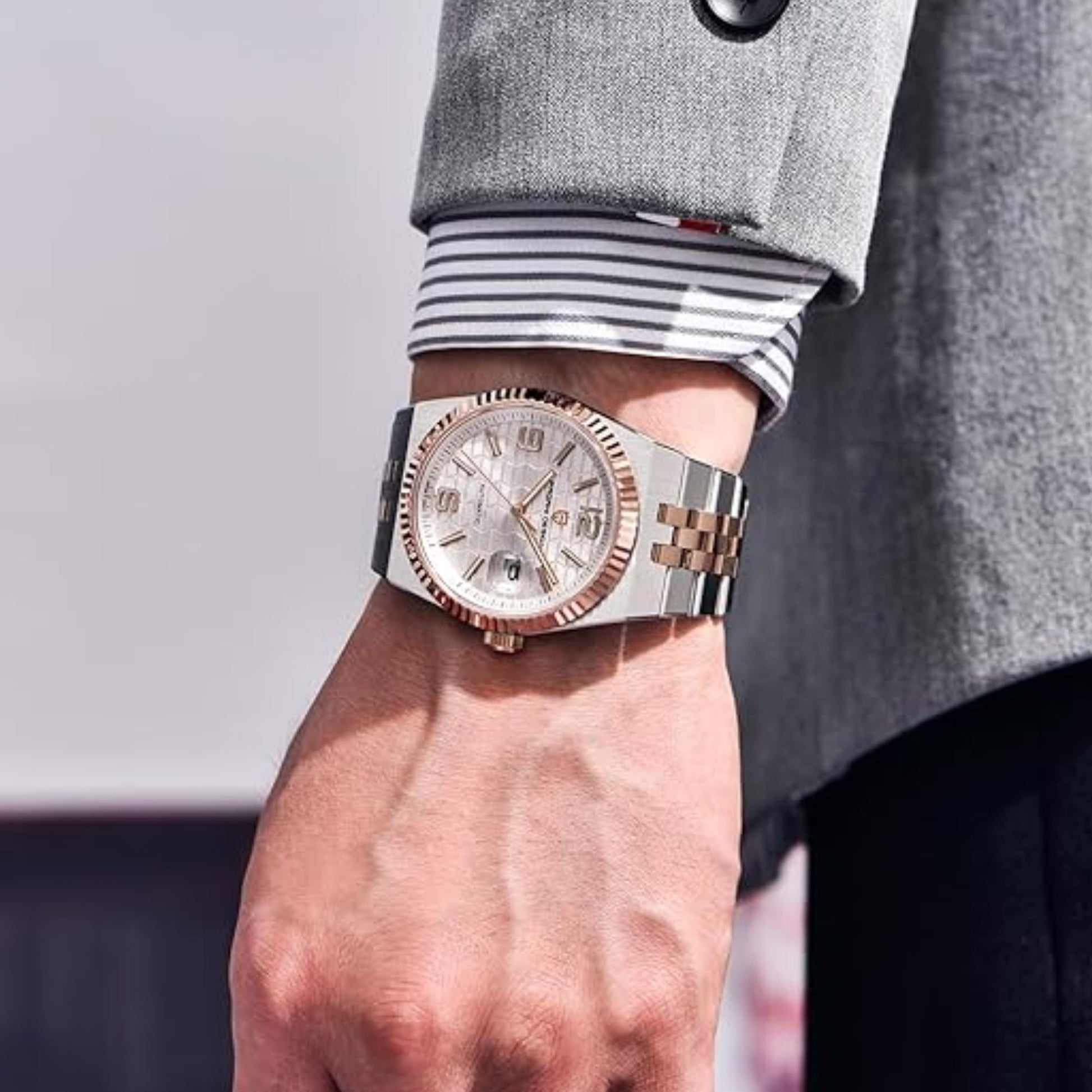 PAGANI DESIGN PD-YS027 New Men's Automatic Watch Rose Gold Stainless Steel Mechanical Waterproof Wrist Watch for Men, Synthetic Sapphire Dial Glass
