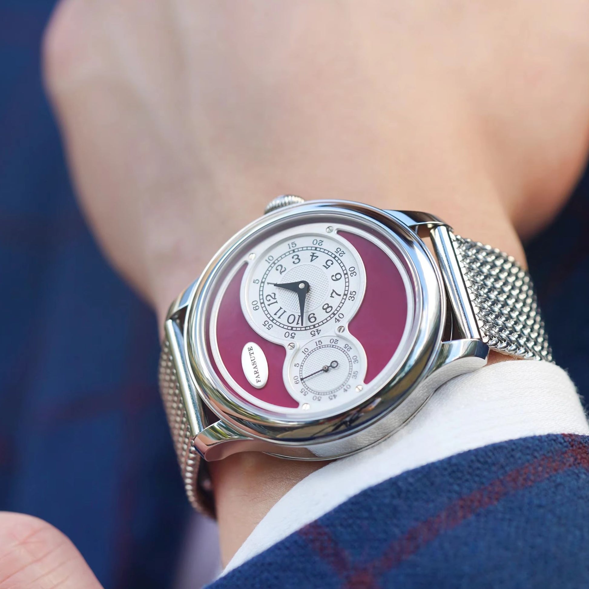 FARASUTE Mechanical wristwatch with custom movement - Maroon