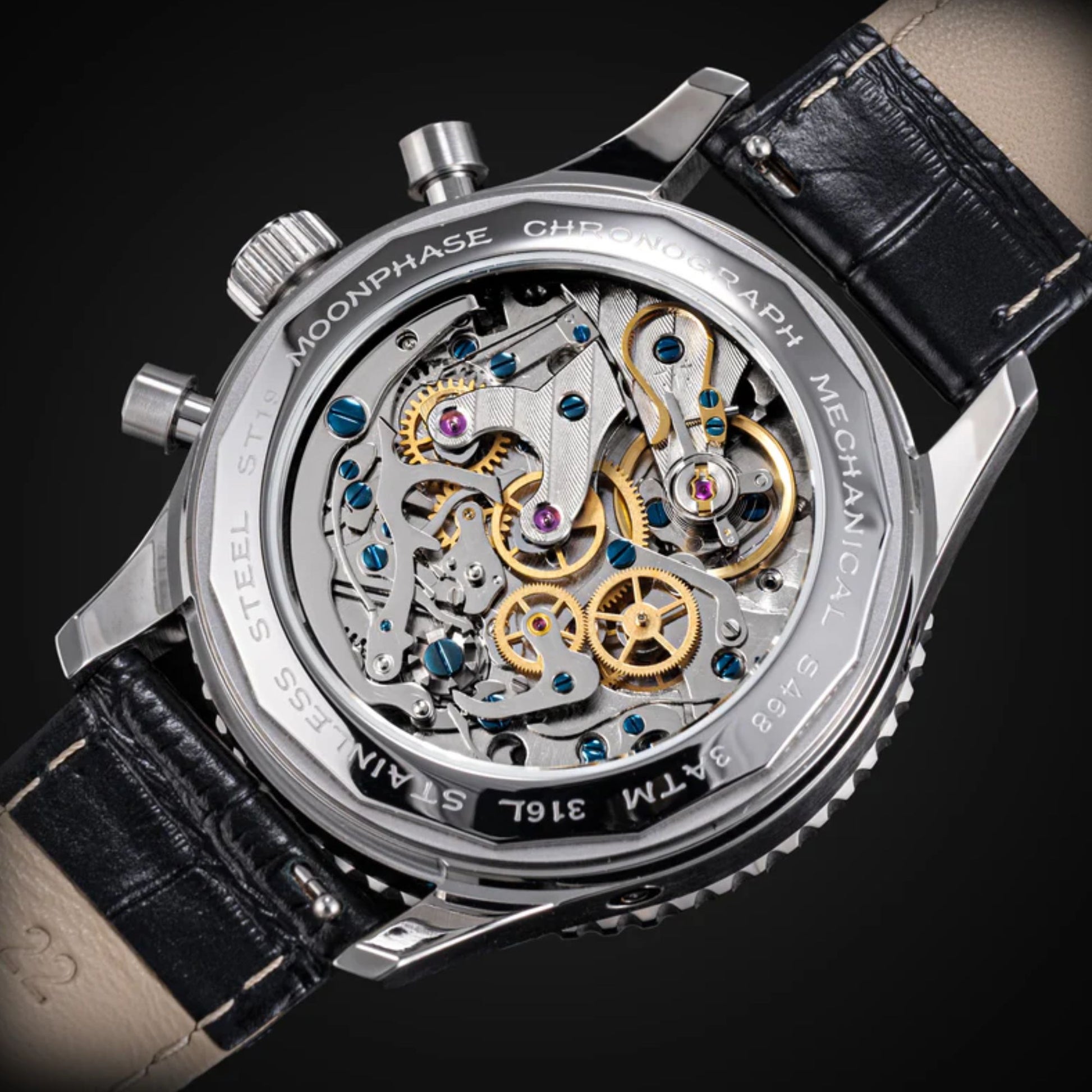 MoonPhase Chrono Master S468 Stainless Steel Case Black Dial