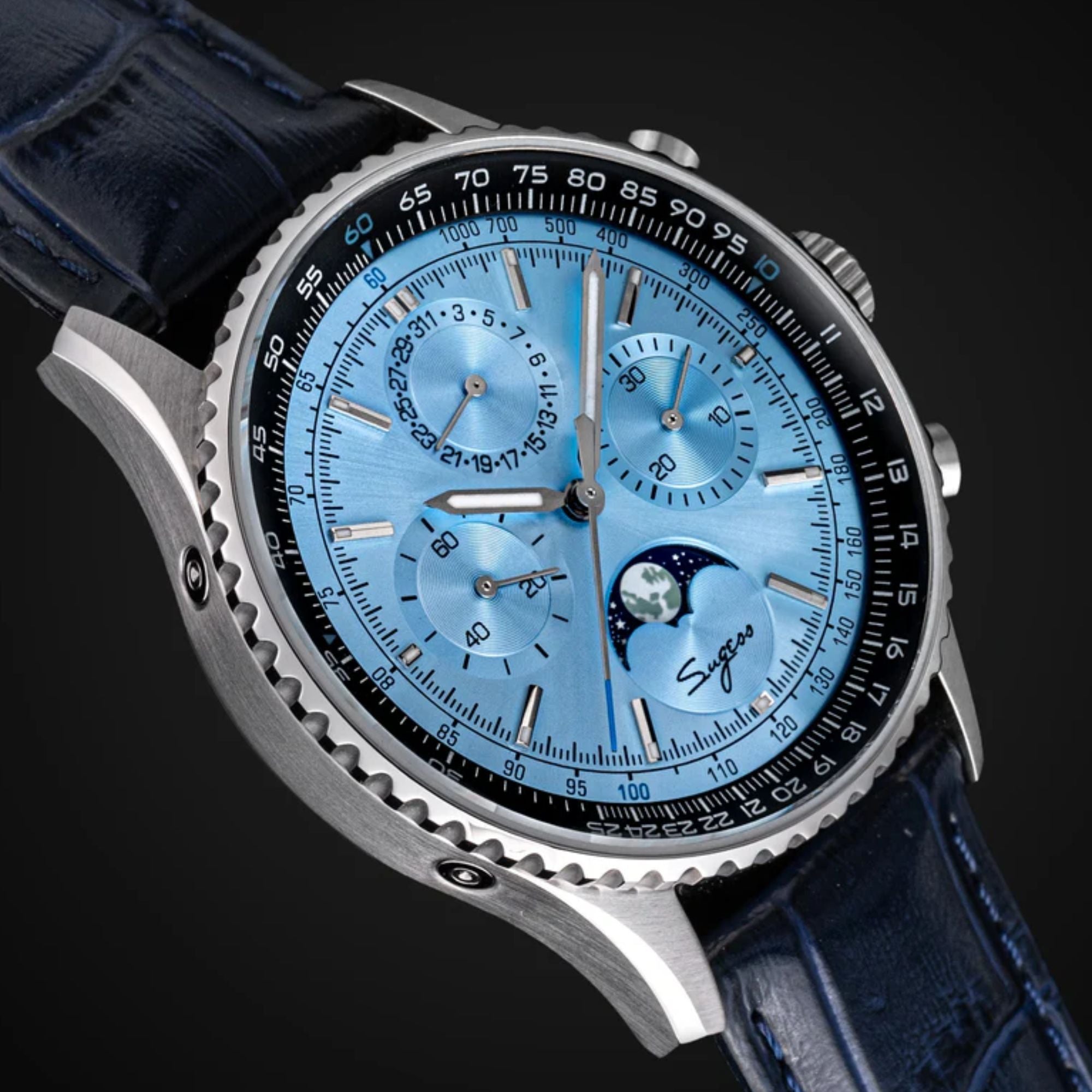 MoonPhase Chrono Master S468 Stainless Steel Case Ice Blue Dial