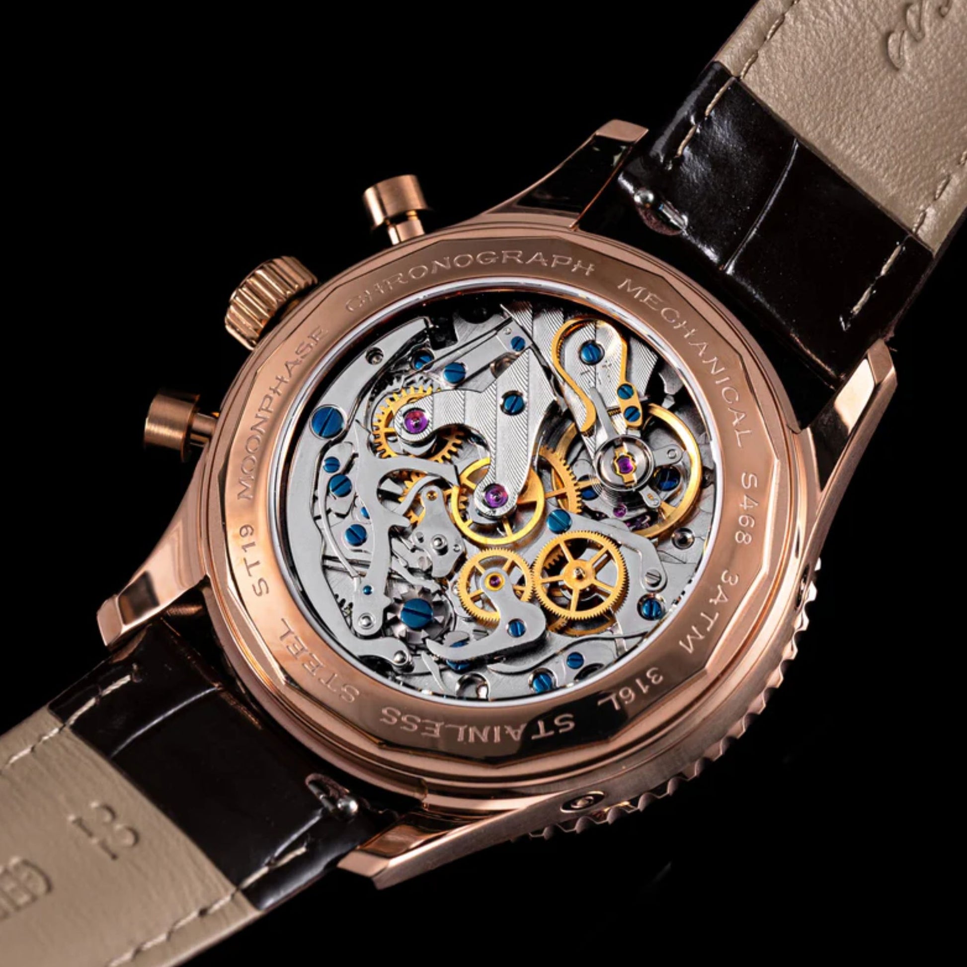MoonPhase Chrono Master S468 Stainless Steel Case Rose Gold Dial