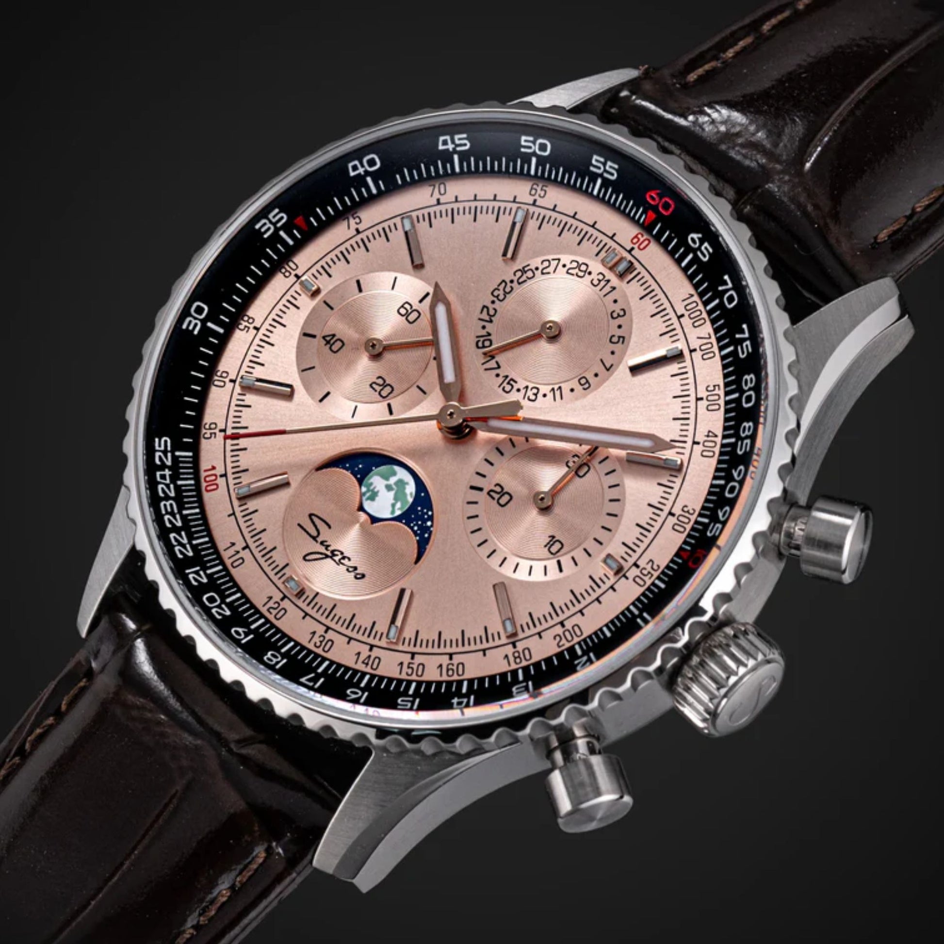 MoonPhase Chrono Master S468 Stainless Steel Case Rose Gold Dial