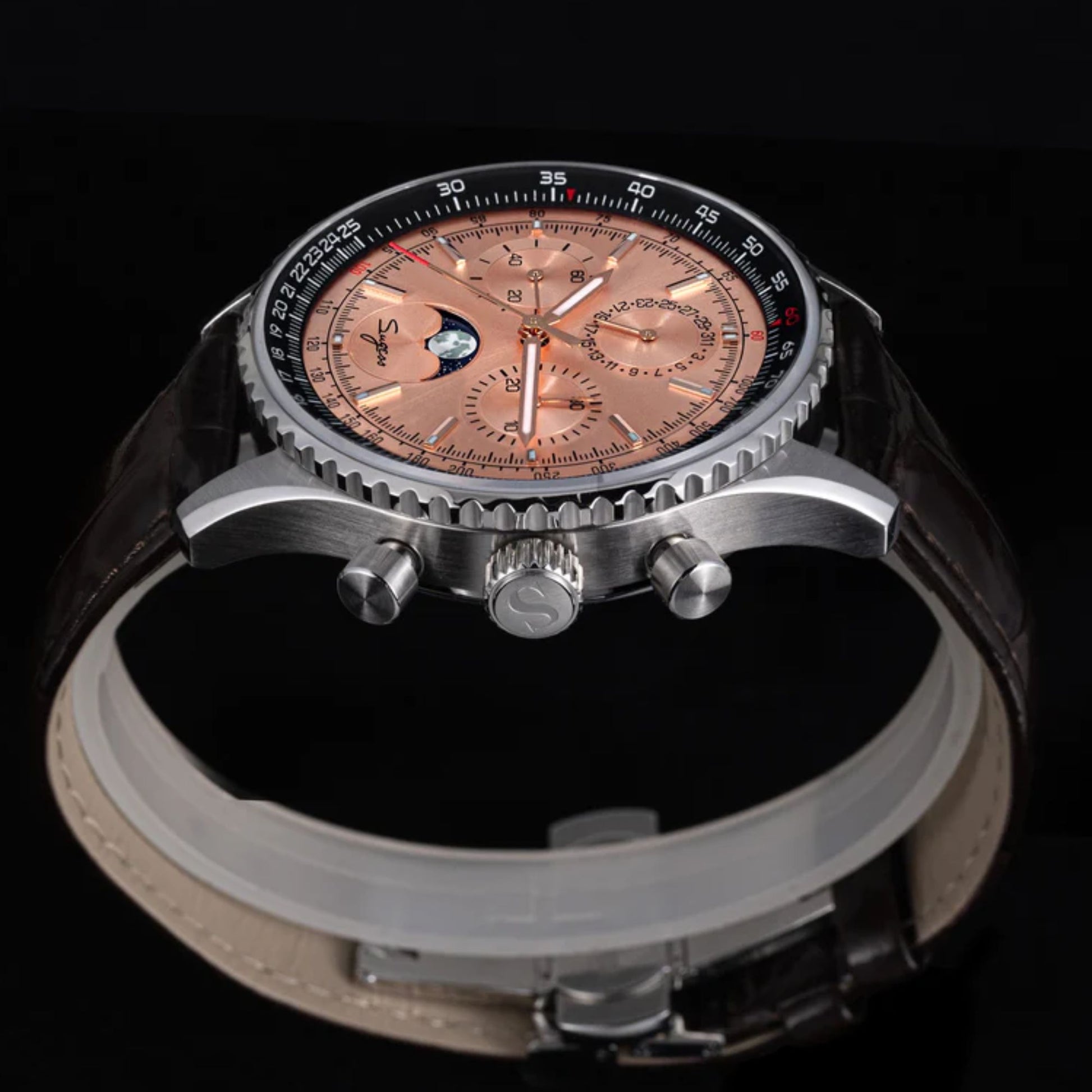 MoonPhase Chrono Master S468 Stainless Steel Case Rose Gold Dial