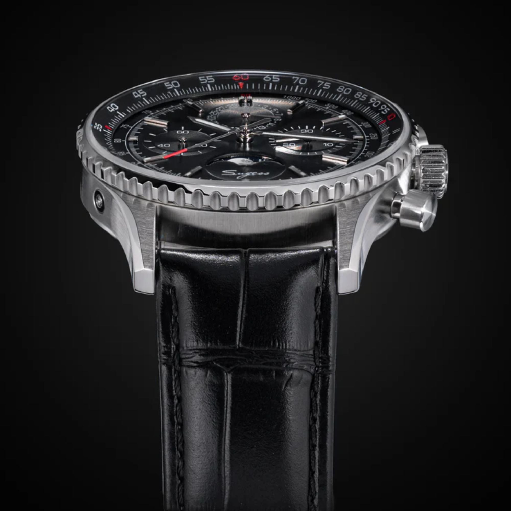 MoonPhase Chrono Master S468 Stainless Steel Case Black Dial