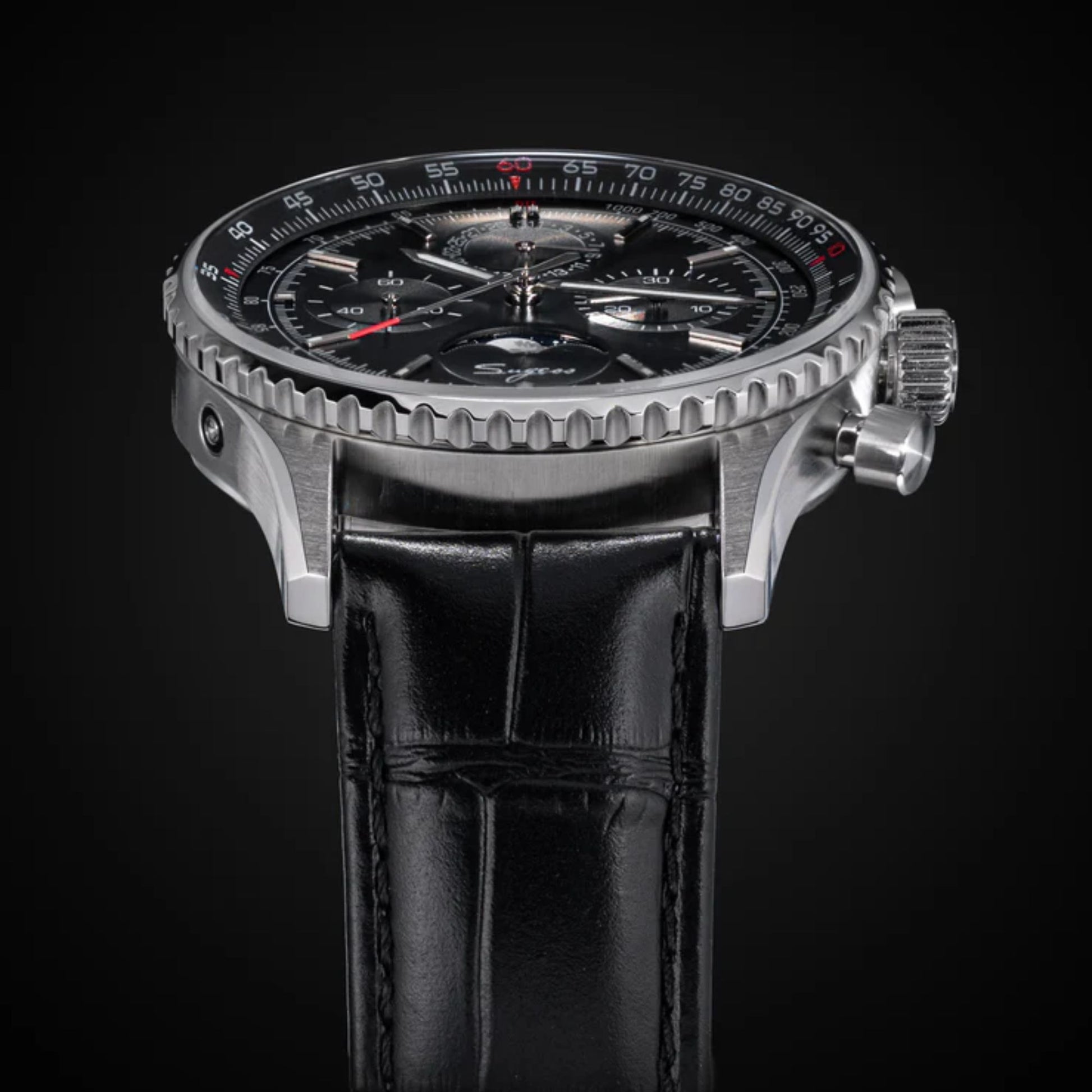 MoonPhase Chrono Master S468 Stainless Steel Case Black Dial