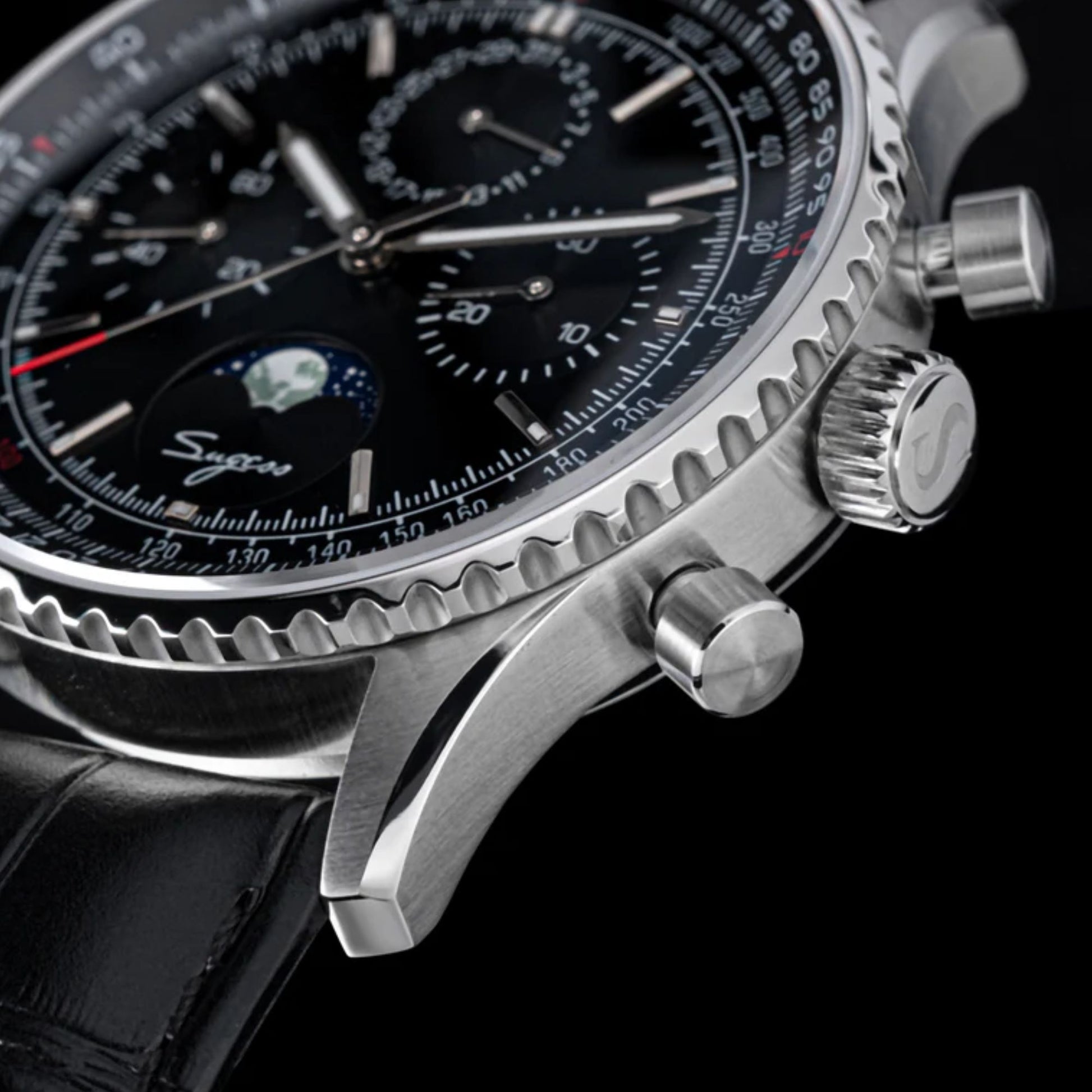 MoonPhase Chrono Master S468 Stainless Steel Case Black Dial
