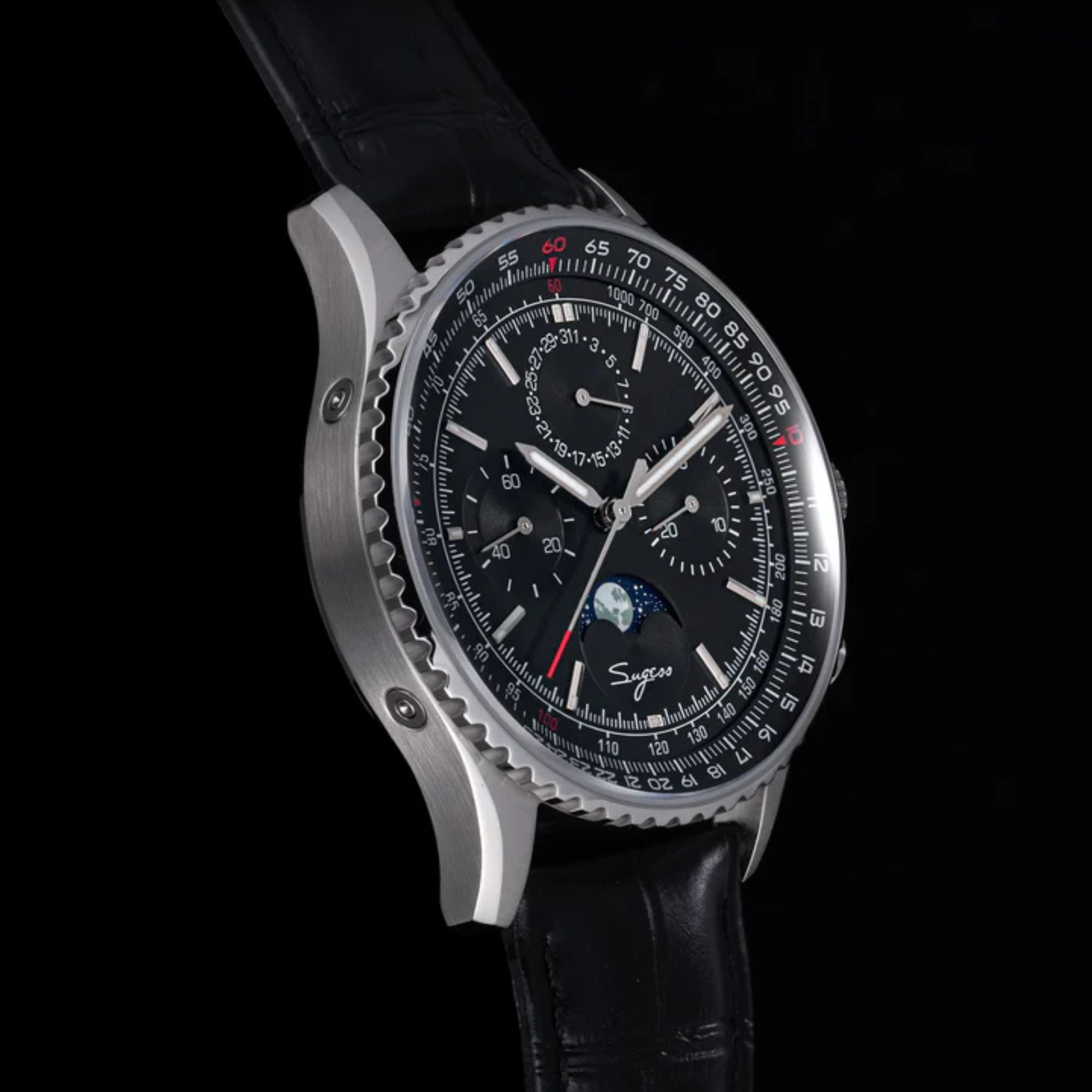 MoonPhase Chrono Master S468 Stainless Steel Case Black Dial