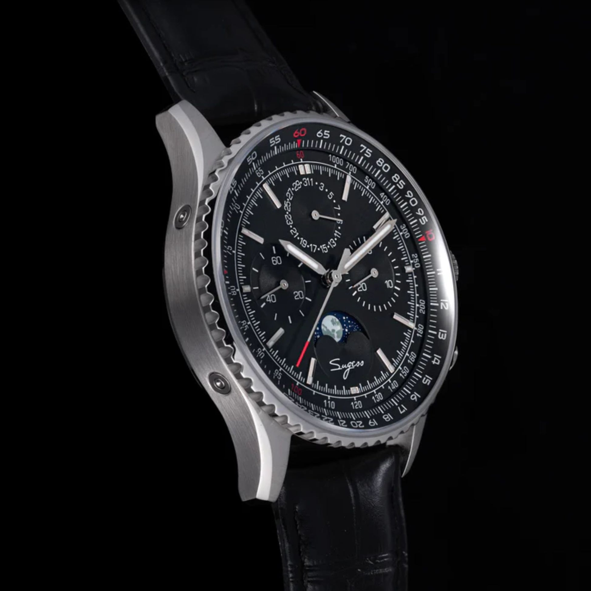 MoonPhase Chrono Master S468 Stainless Steel Case Black Dial