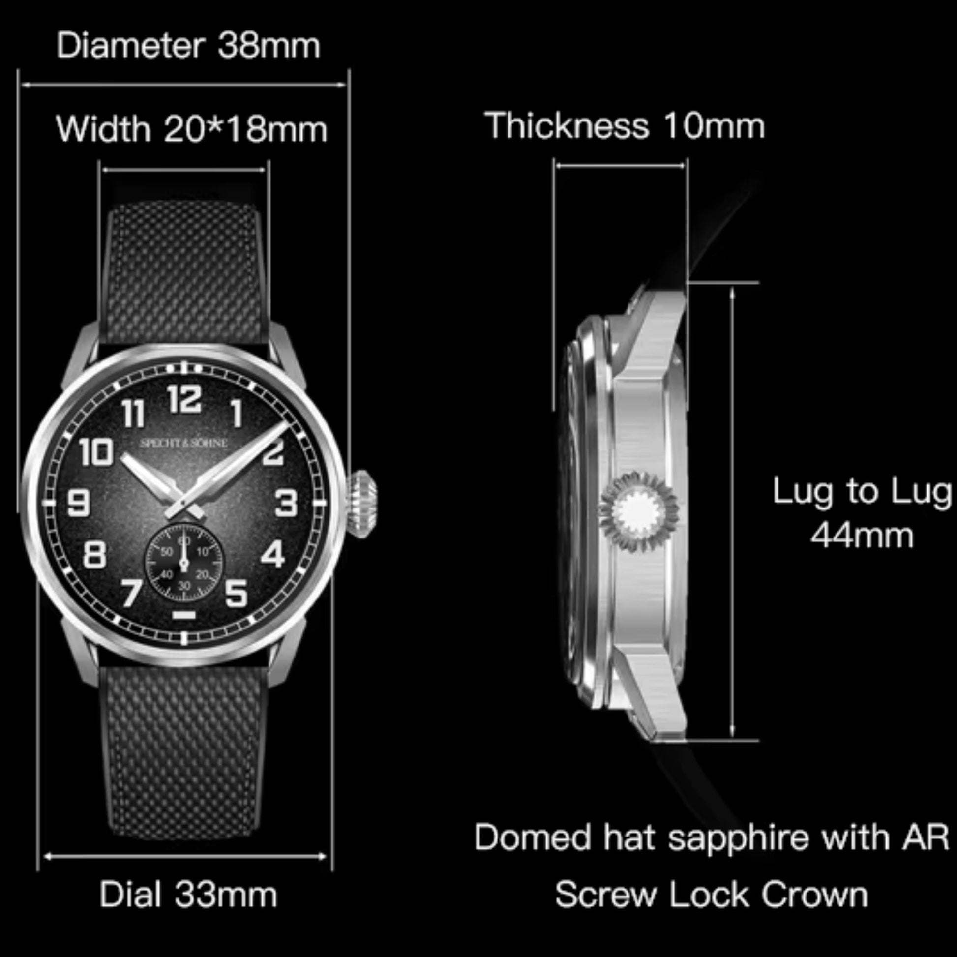 Specht & Söhne Men's Watches Mechanical Watches Japan C3 Luminous Stainless Steel- SP0027