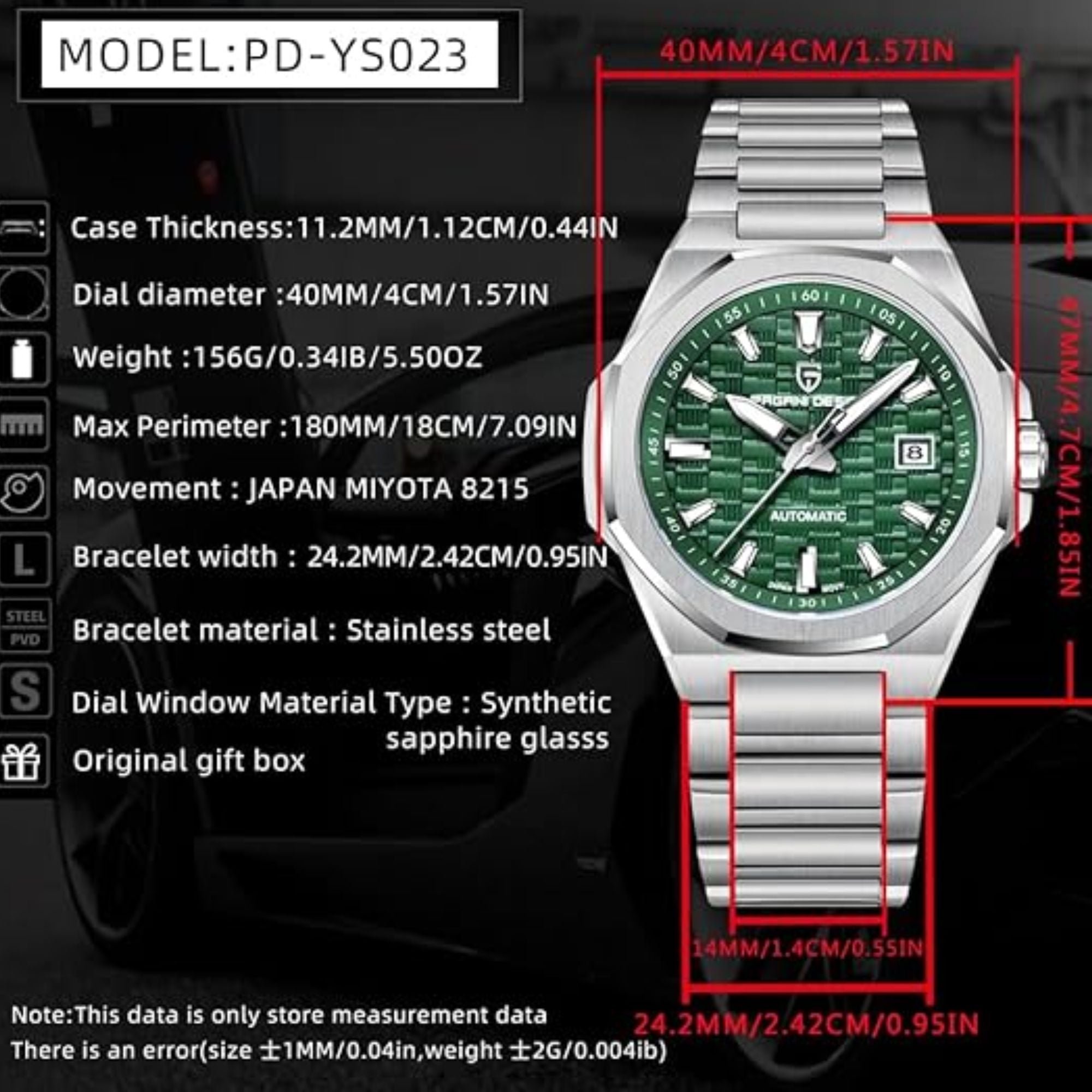 Pagani Design Watches for Men Automatic Watch Waterproof 100M PD-YS023
