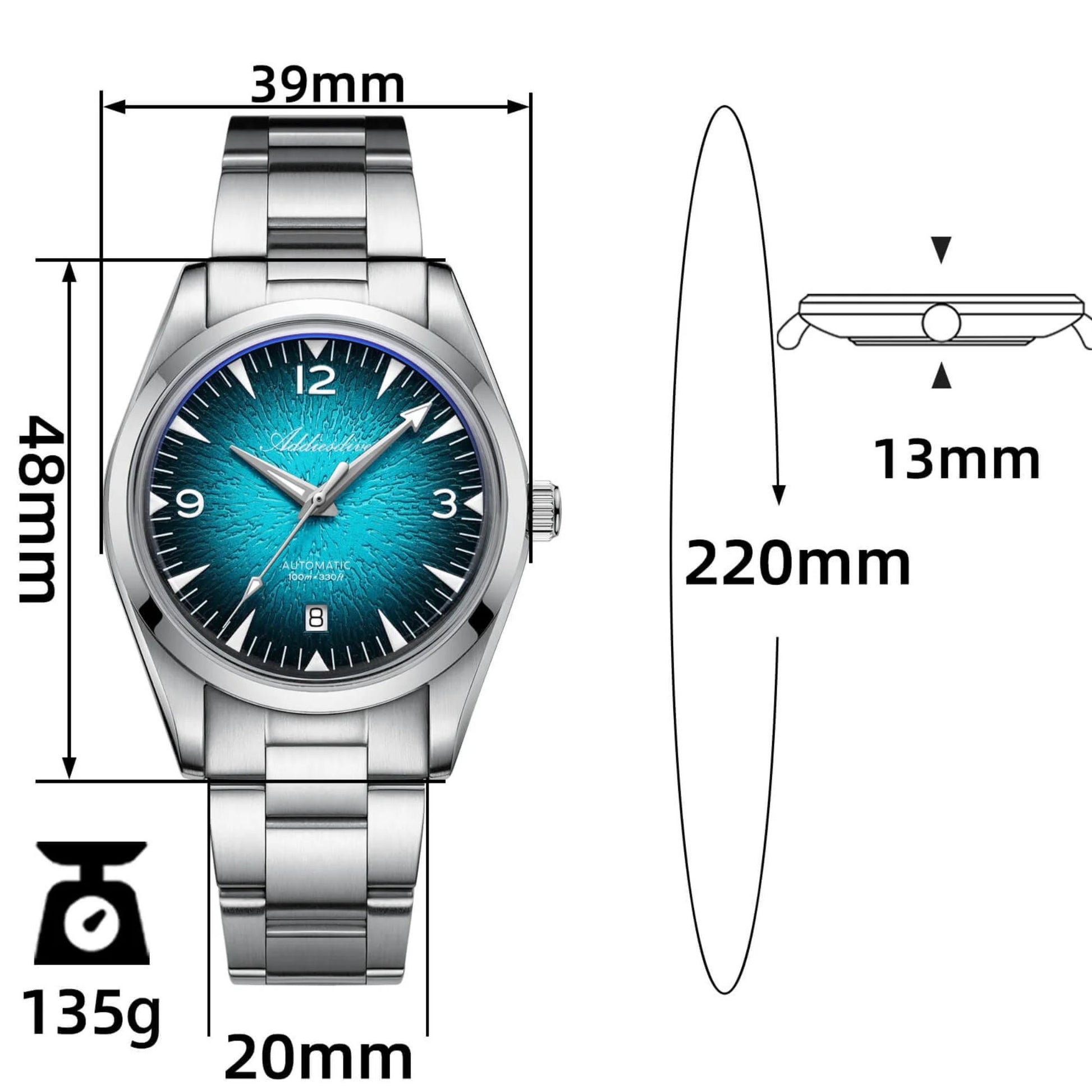 Addiesdive 39mm Breath of the Ocean Automatic 8215 Men Watch AD2508