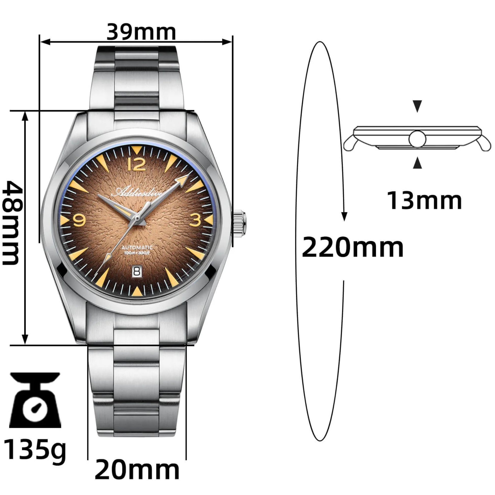 Addiesdive 39mm Breath of the Ocean Automatic 8215 Men Watch AD2508