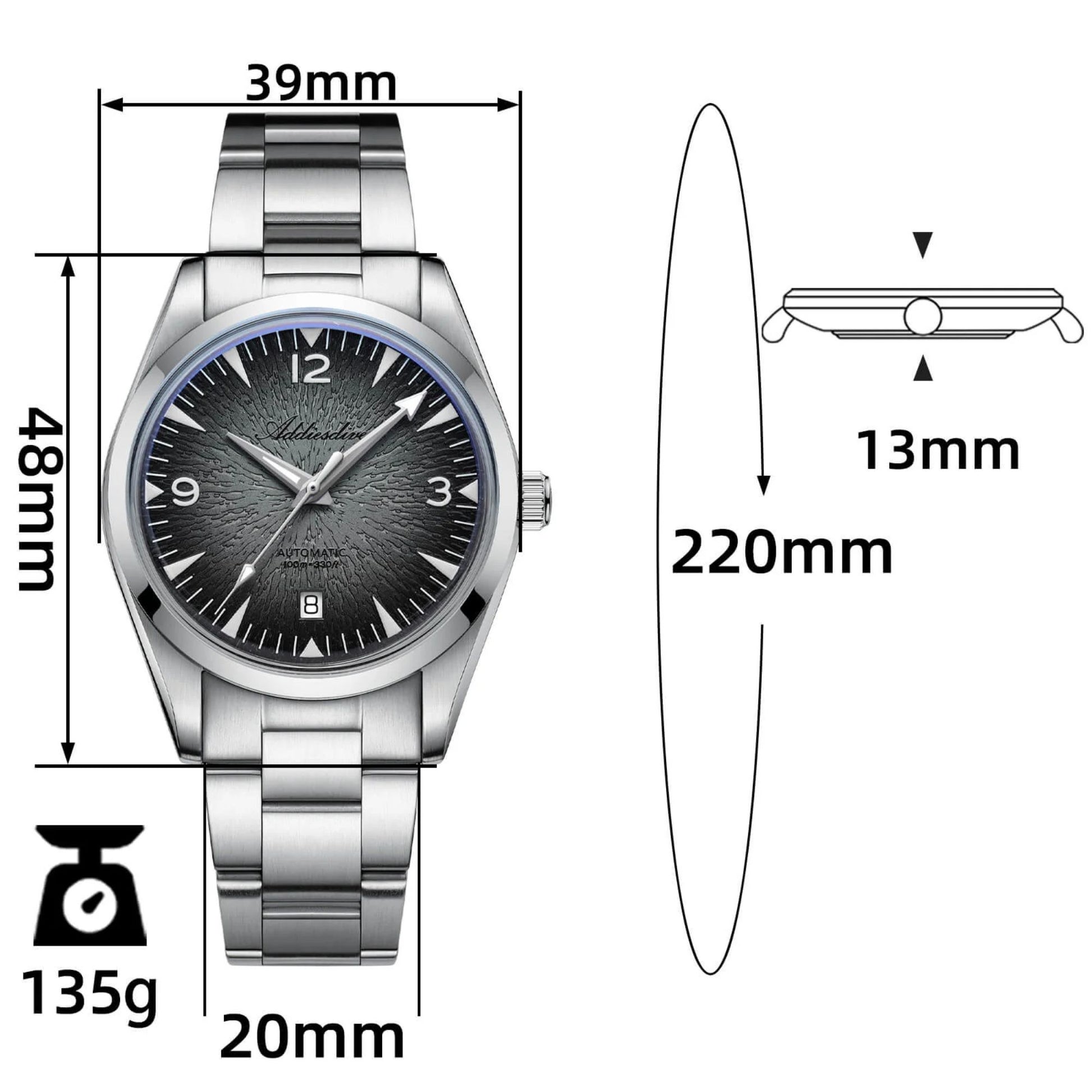 Addiesdive 39mm Breath of the Ocean Automatic 8215 Men Watch AD2508