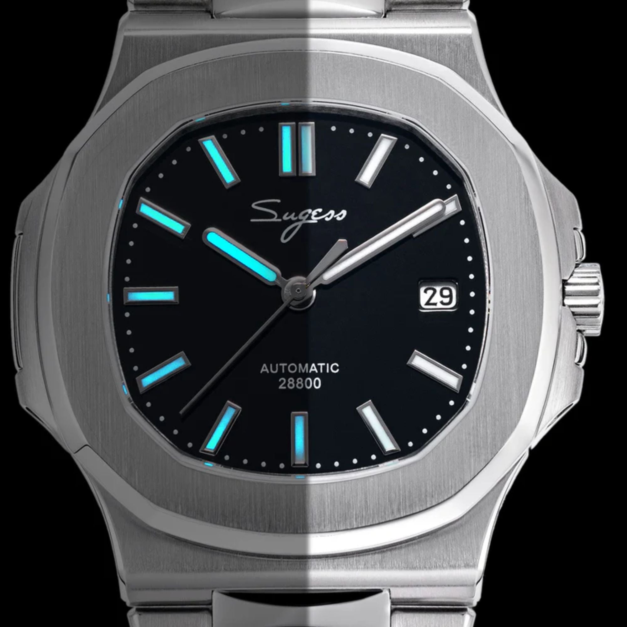 Heritage S466 PP Octagonal Day Display Black Dial Stainless-Steel Automatic