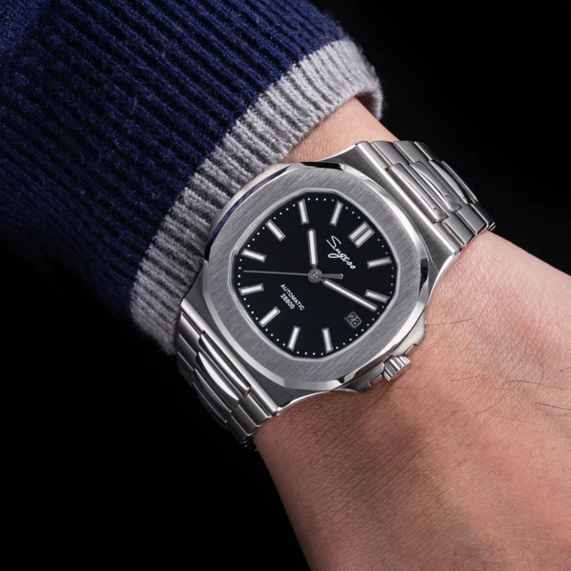 Heritage S466 PP Octagonal Day Display Black Dial Stainless-Steel Automatic