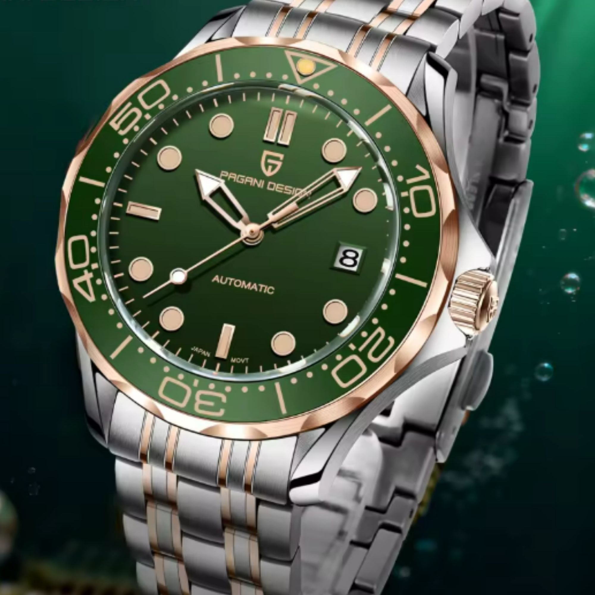 Pagani Design PD-1685 42MM (Japanese NH-35 Automatic Movement) Mechanical Watch 100M Waterproof Dive Watch Sapphire Stainless Steel Bracelet Watch 