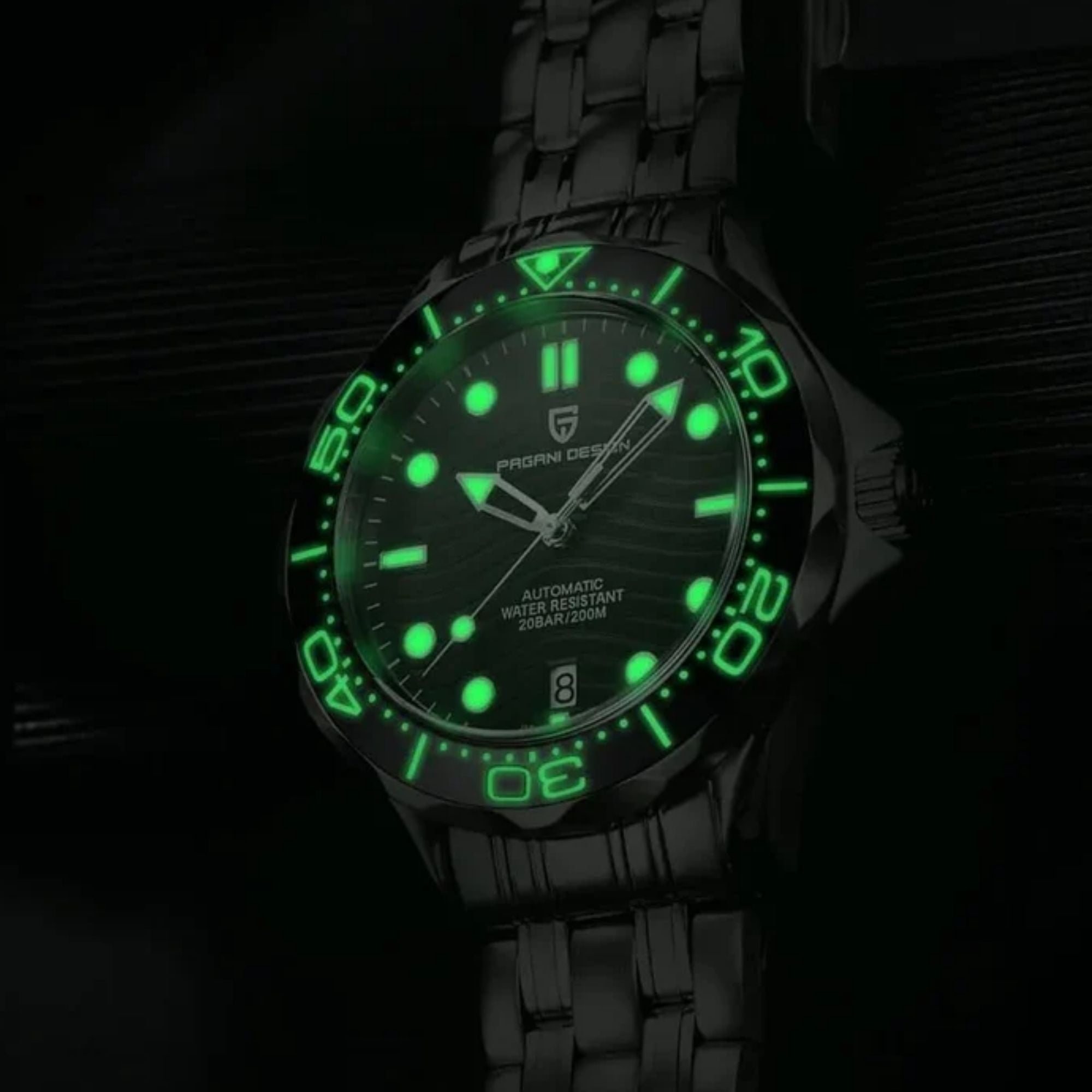 Pagani Design PD-1685 42MM (Japanese NH-35 Automatic Movement) Mechanical Watch 100M Waterproof Dive Watch Sapphire Stainless Steel Bracelet Watch 