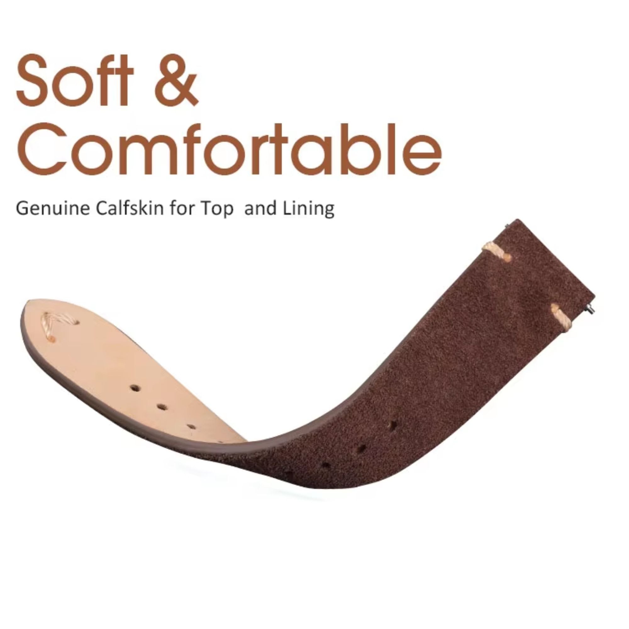 Suede Handmade Leather Watch Strap with Quick Release 20mm - Dark Brown