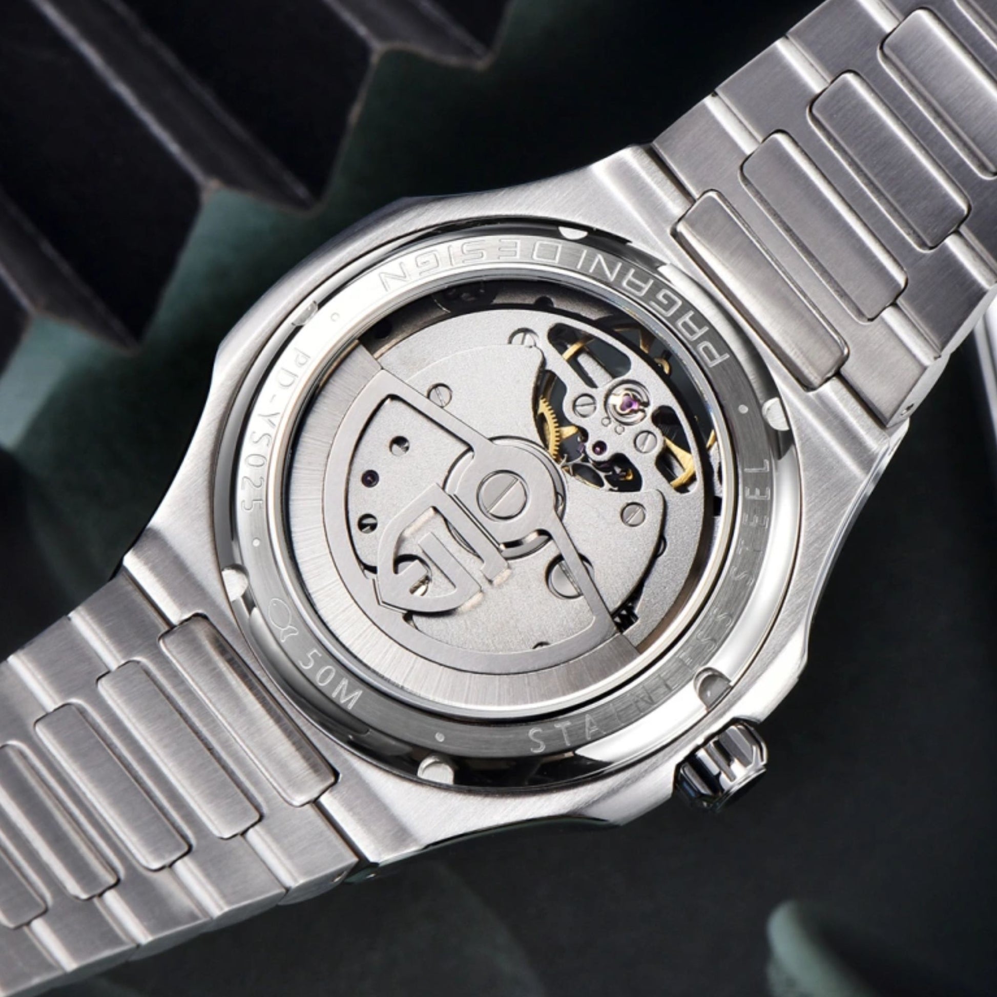 PAGANI DESIGN PD-YS025 Automatic Stainless Steel Sapphire Glass Wristwatch with open Balance Wheel