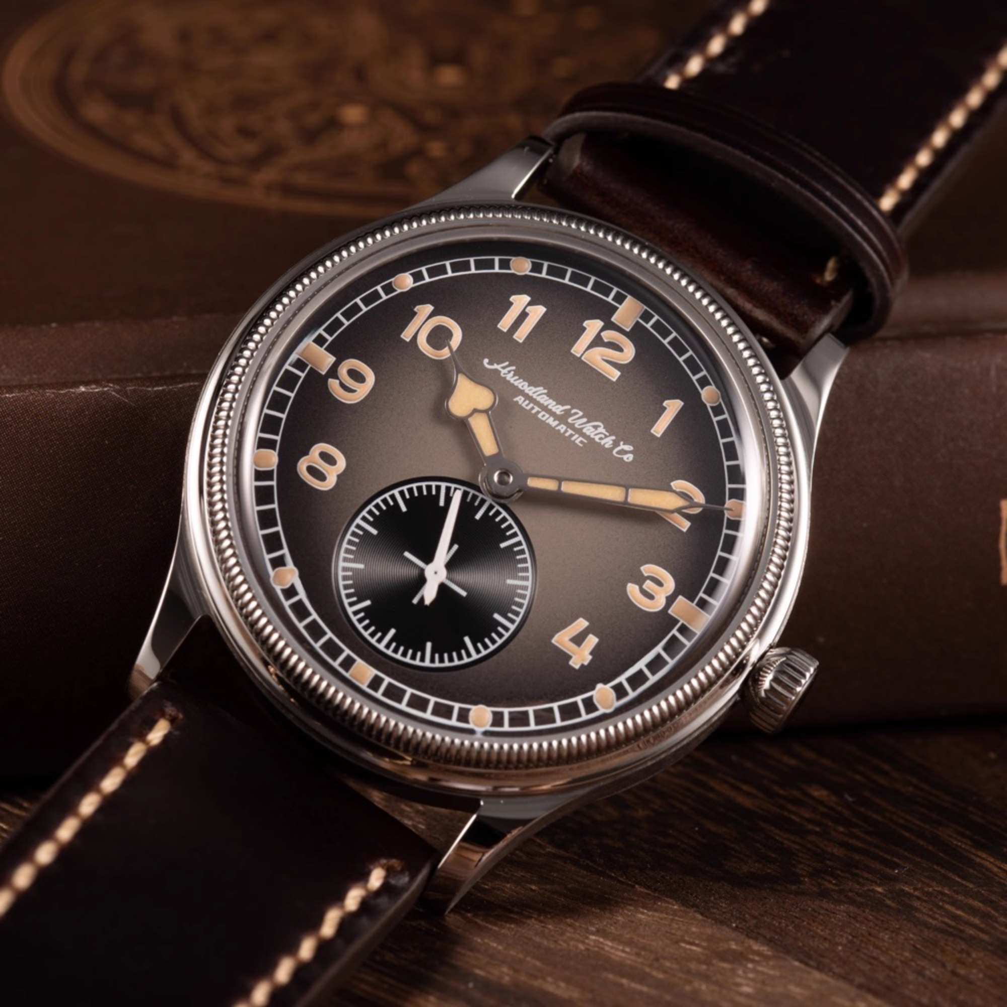 Hruodland F027 Watche Pilot Seagull ST1701 Movement Automatic Mechanical Wristwatch with sapphire Crystal