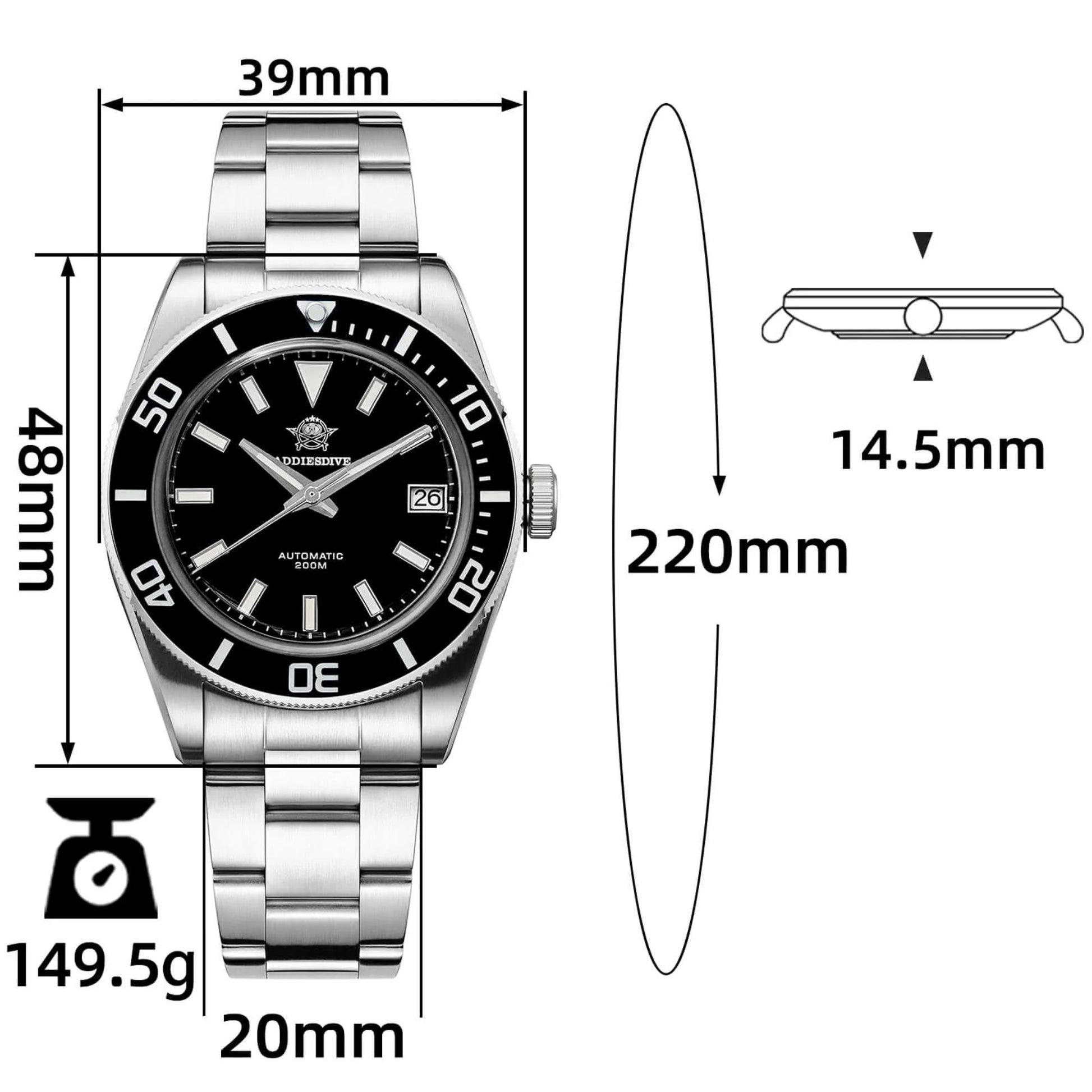 Addiesdive Retro Sub 39mm NH35 Men Watch AD2084