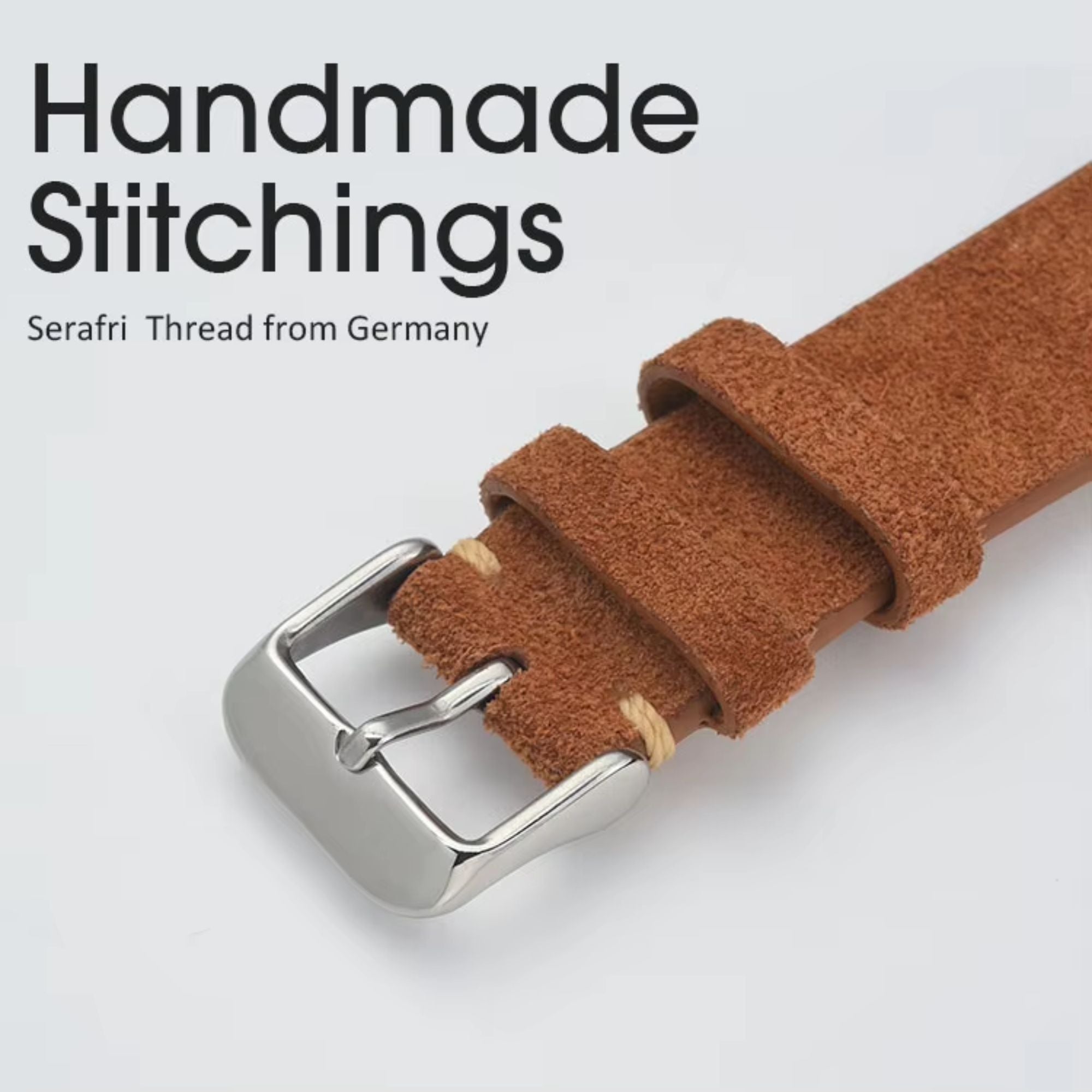 Suede Handmade Leather Watch Strap with Quick Release 20mm - Dark Brown