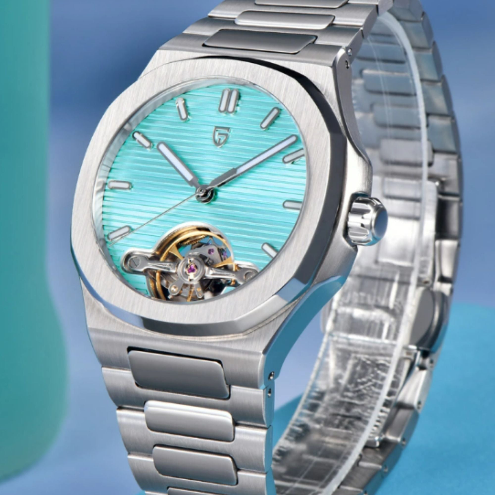 PAGANI DESIGN PD-YS025 Automatic Stainless Steel Sapphire Glass Wristwatch with open Balance Wheel