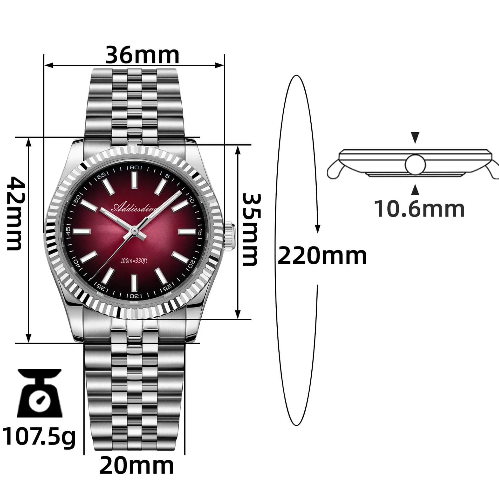 ADDIESDIVE 36mm DJ Men Watch AD2073