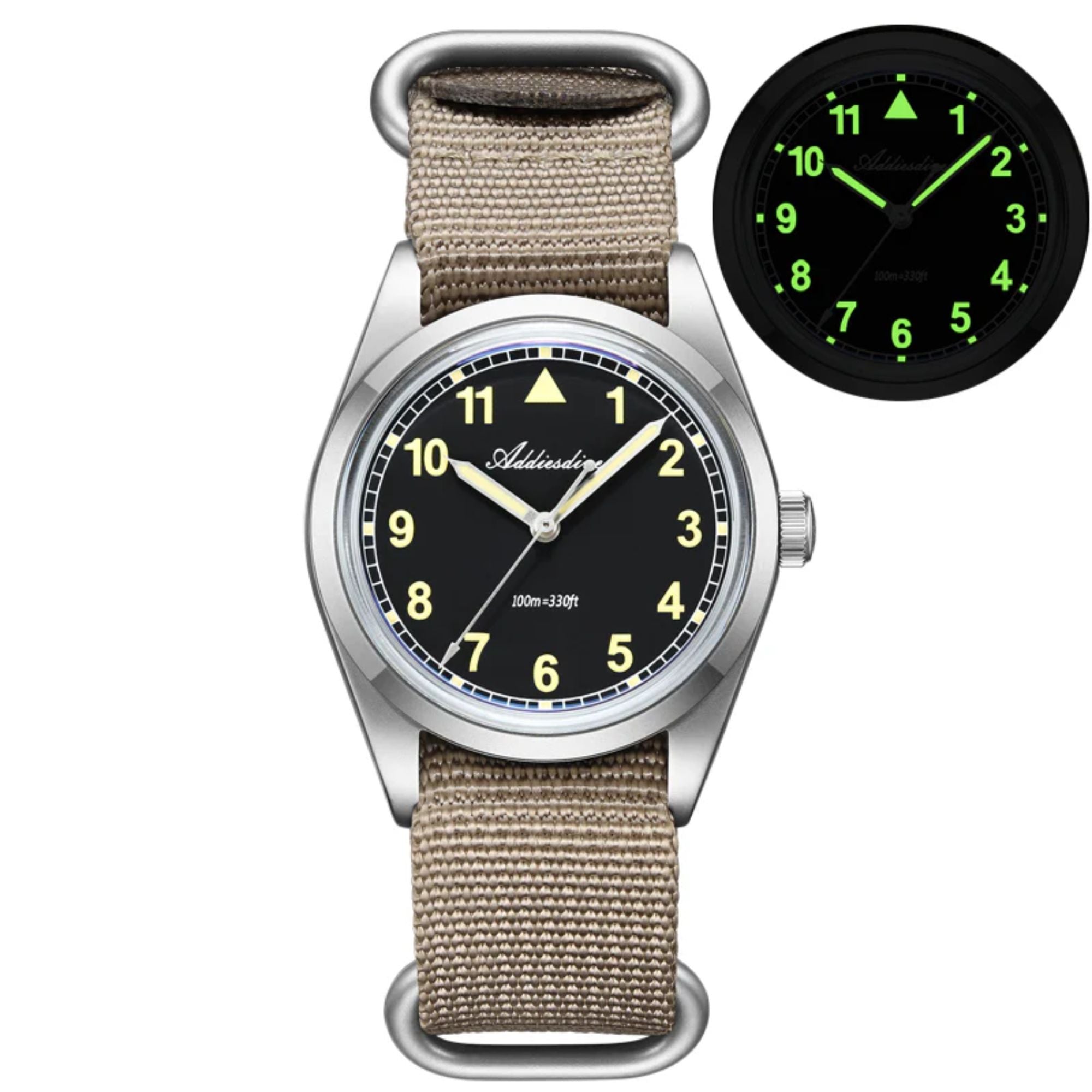 ADDIESDIVE 36mm VH31 Retro Pilot Field Watch AD2079