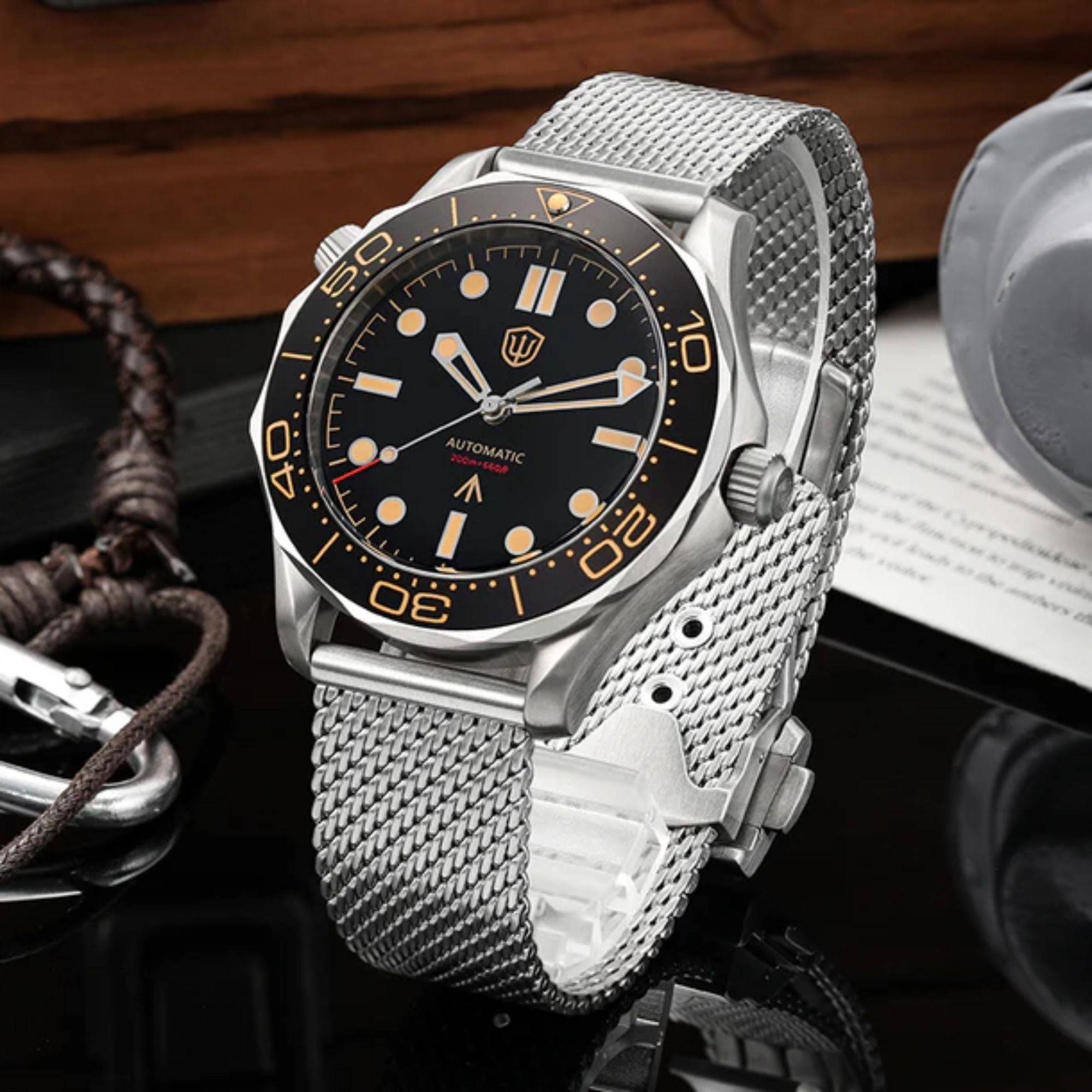 Watchdives WD007 Titanium NTTD Dive Watch - Titanium Bracelet