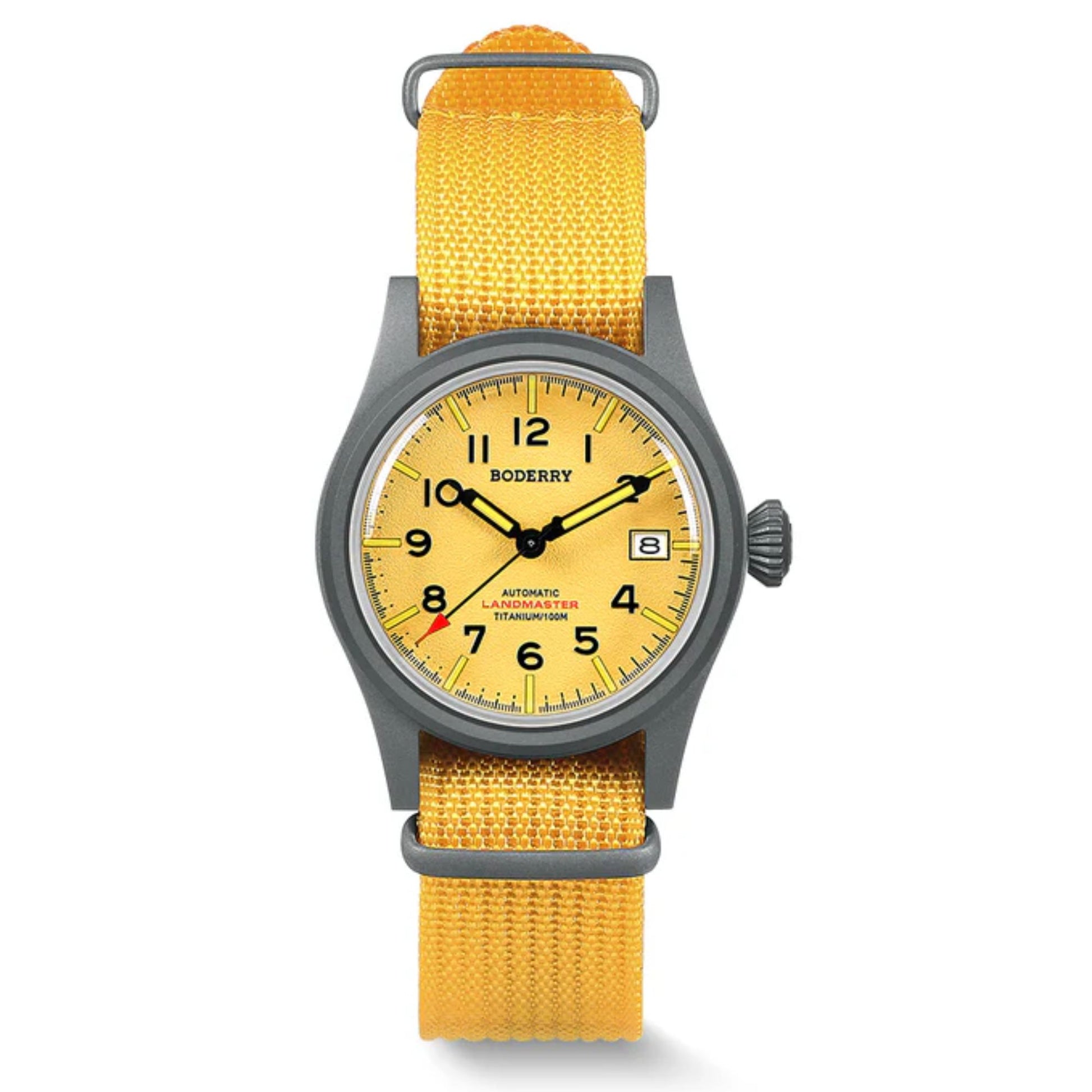 LANDMASTER - 100M Waterproof Titanium Automatic Field Watch | Yellow-bracelet