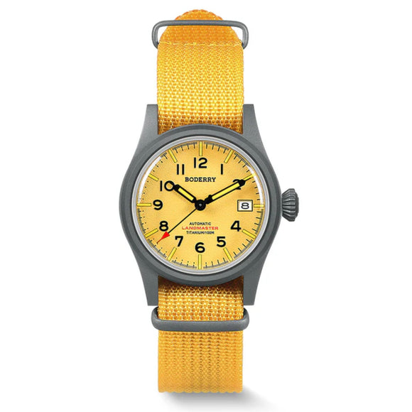 LANDMASTER - 100M Waterproof Titanium Automatic Field Watch | Yellow-bracelet