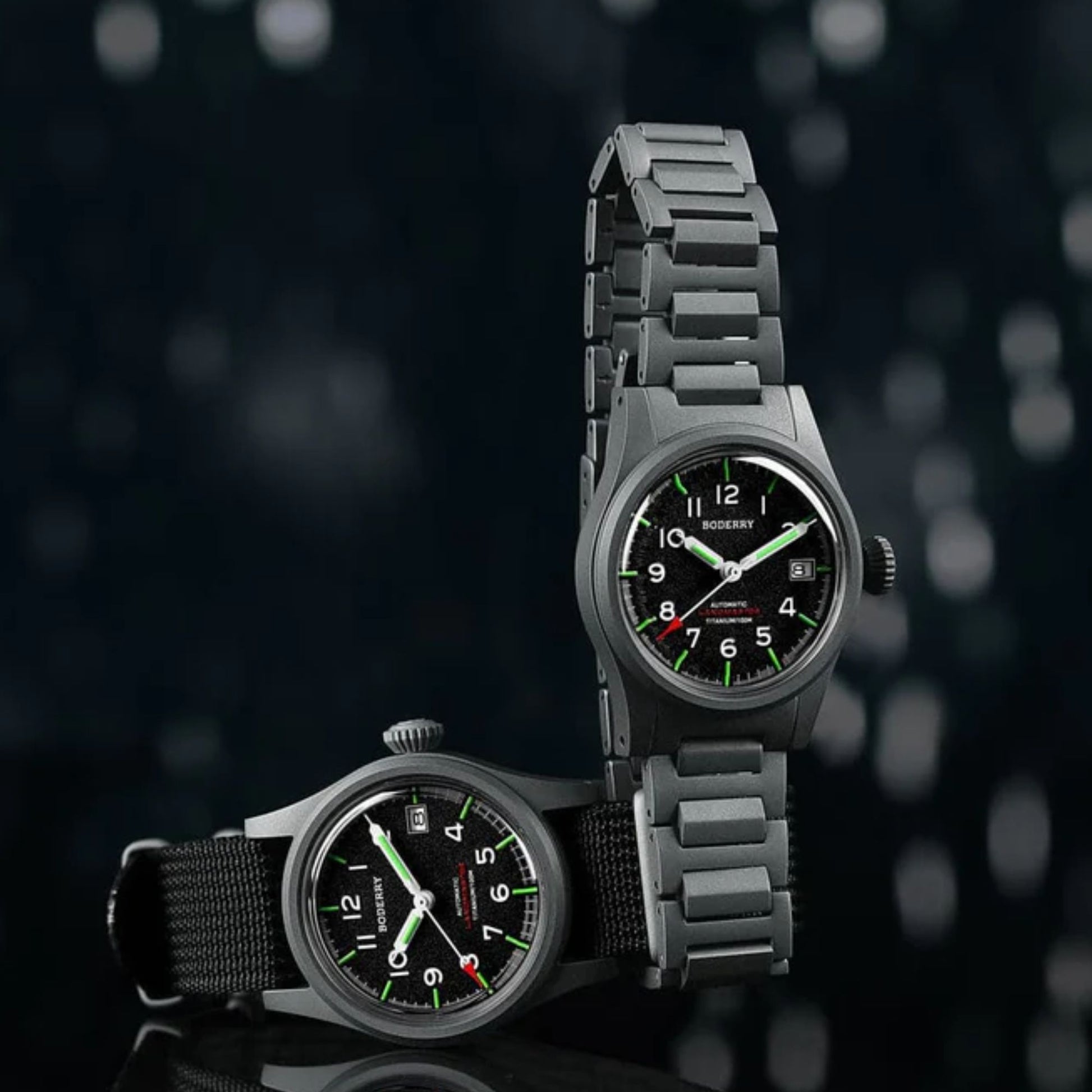 LANDMASTER - 100M Waterproof Titanium Automatic Field Watch | Black