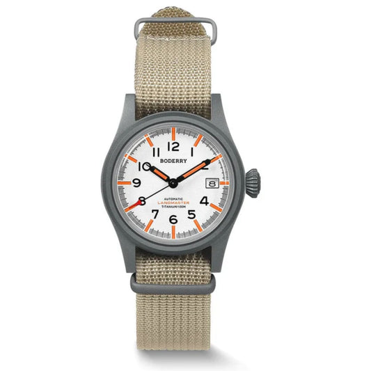 LANDMASTER - 100M Waterproof Titanium Automatic Field Watch | White