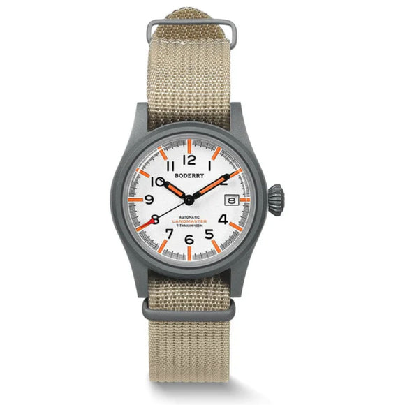 LANDMASTER - 100M Waterproof Titanium Automatic Field Watch | White