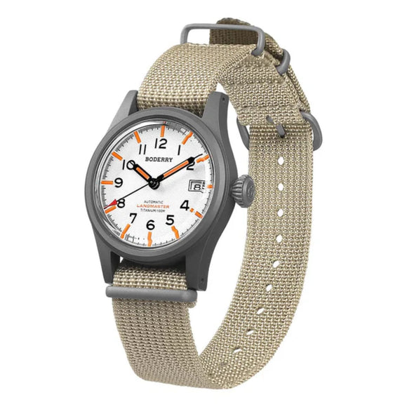 LANDMASTER - 100M Waterproof Titanium Automatic Field Watch | White