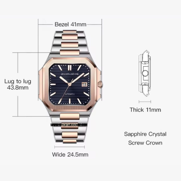 Cubic Automatic Rose Gold Dual tone Edition - Blue Dial