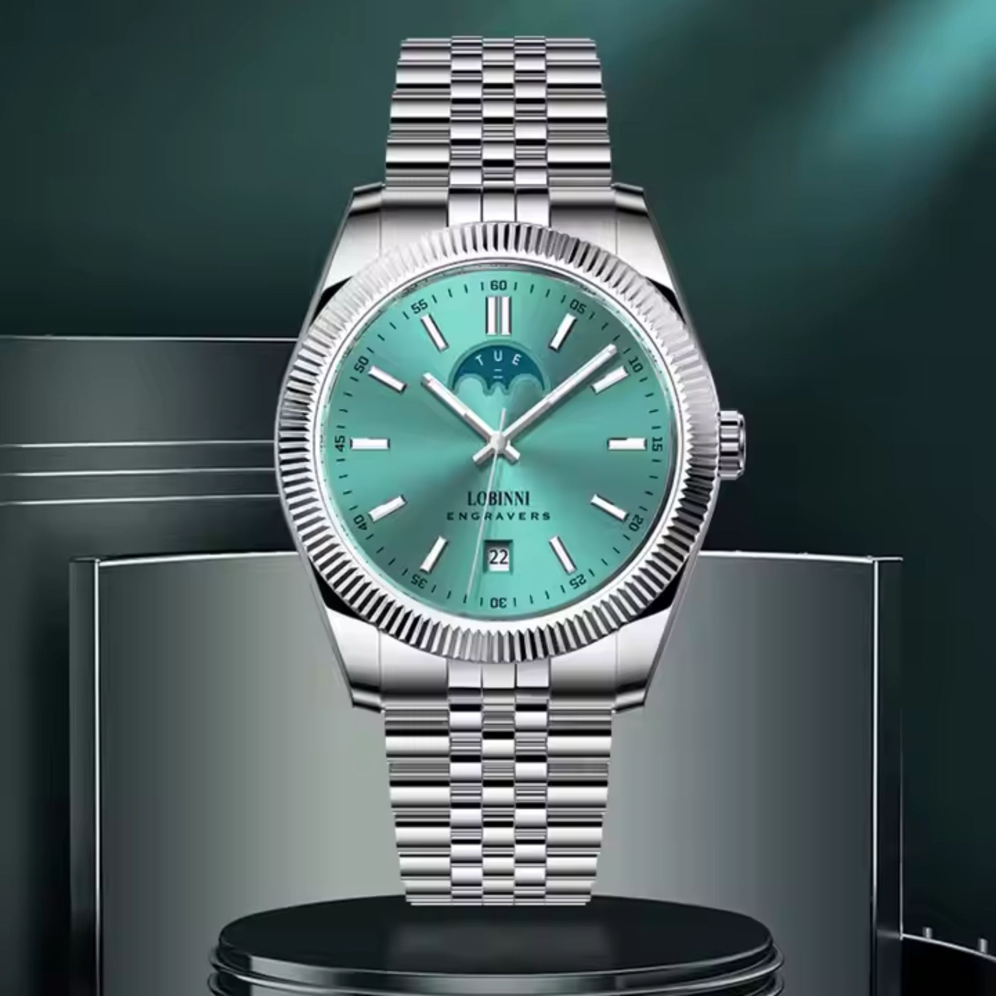 LOBINNI Automatic Day-Date - Teal Dial