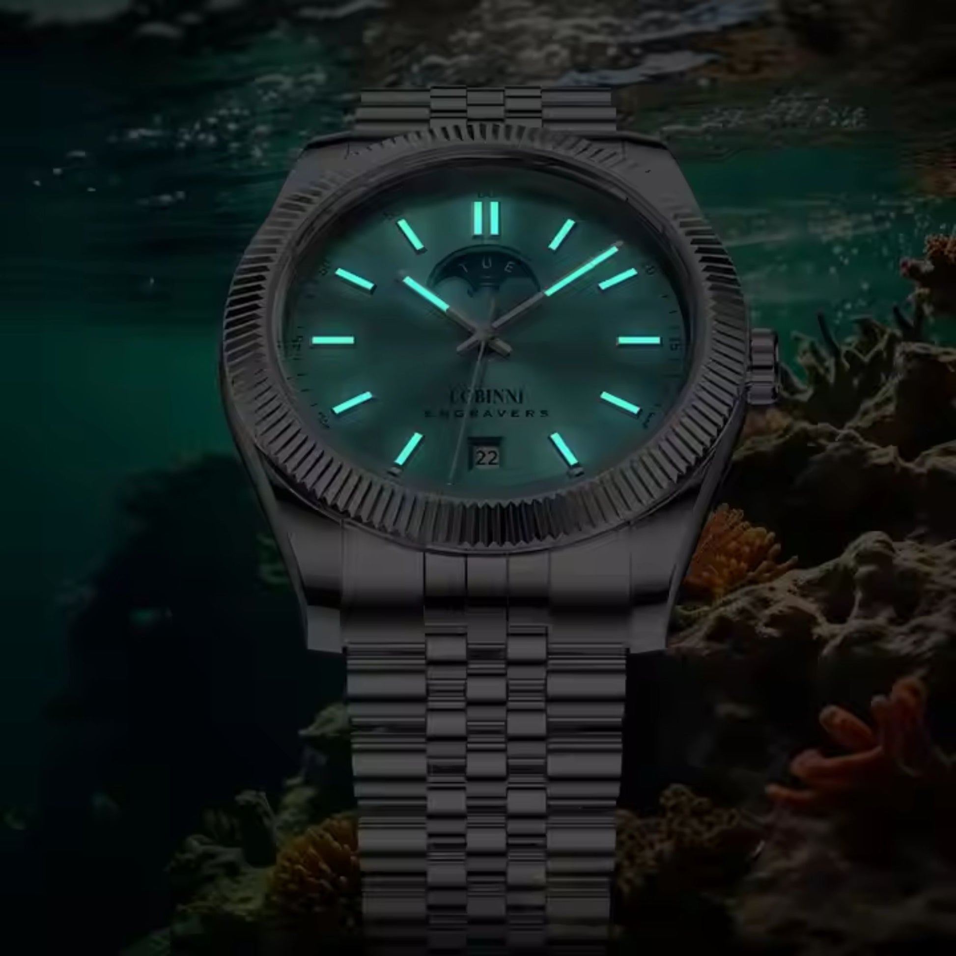 LOBINNI Automatic Day-Date - Teal Dial