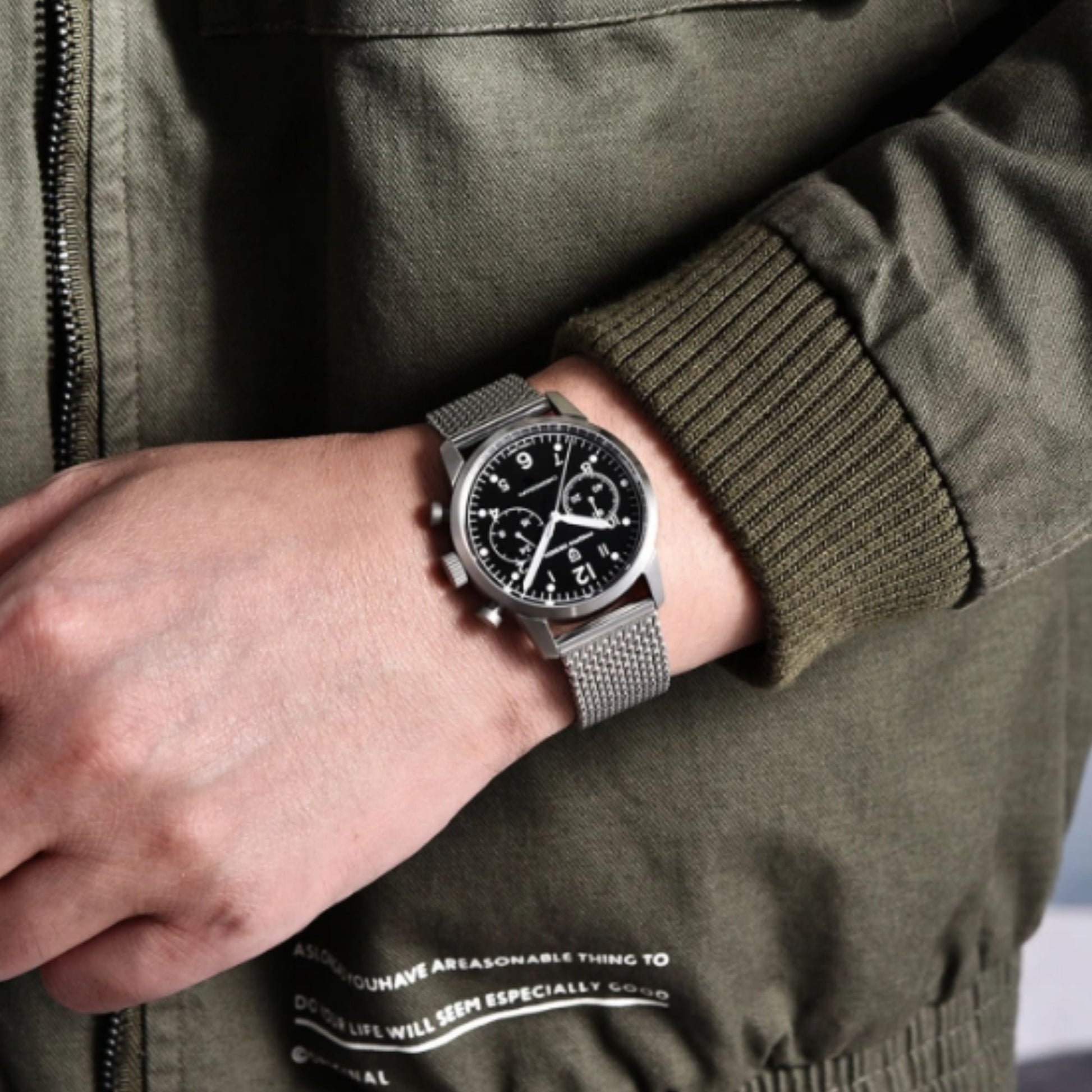 PAGANI DESIGN PD1708 Men's 38mm Stainless Steel Chronograph with Mesh Strap