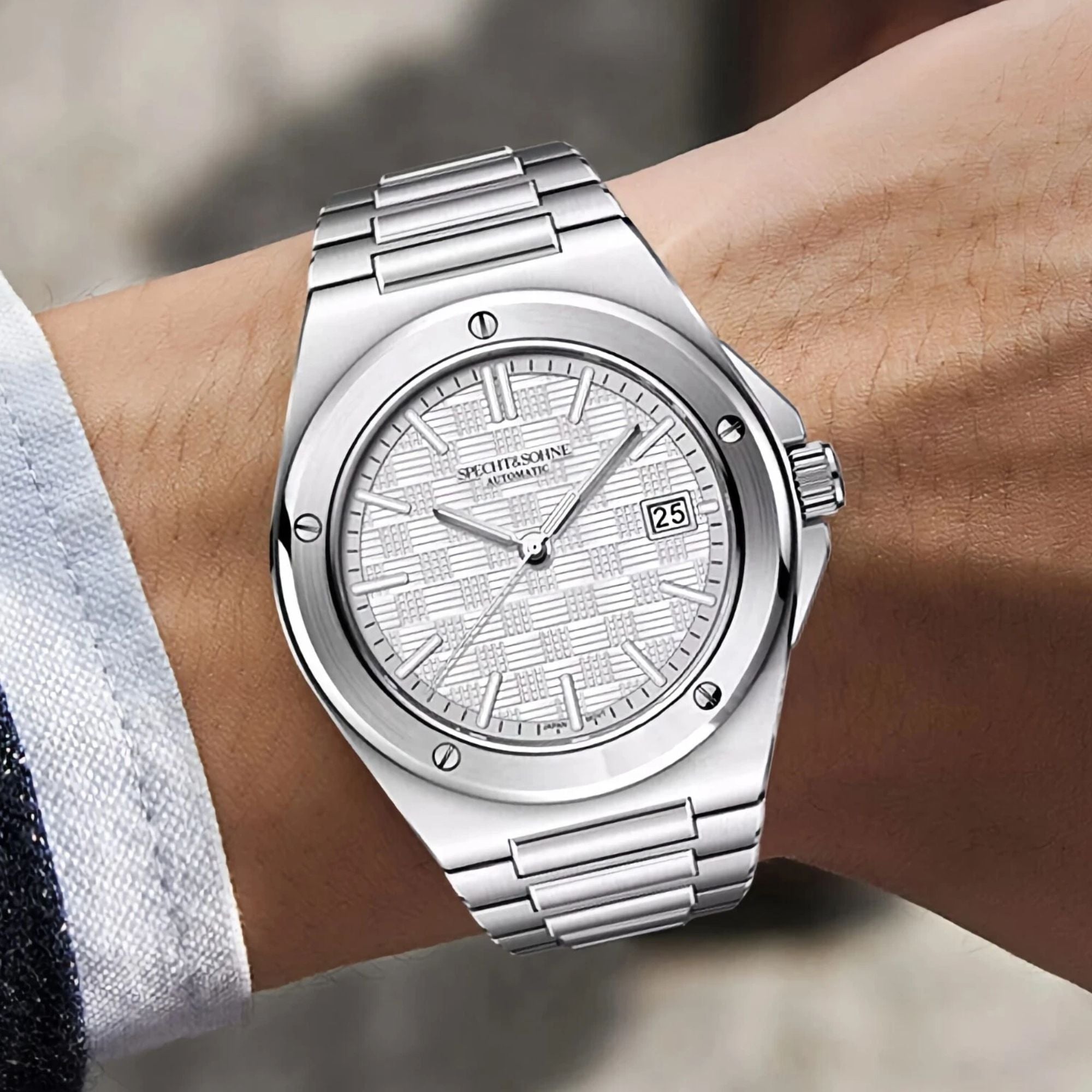 SPECHT&SOHNE Elegant Men's Japan Miyota 8215 Automatic Mechanical Watch Stainless Steel Sapphire Crystal 50m Waterproof Luminous Sports Wristwatches