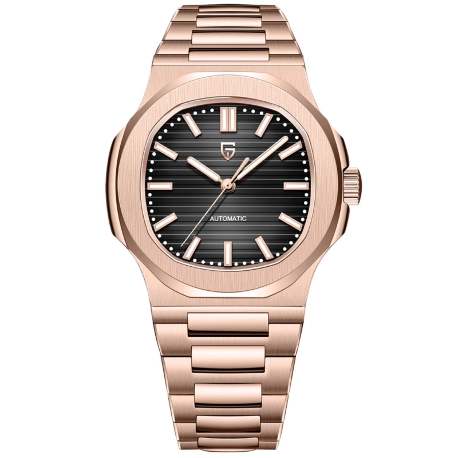 PAGANI DESIGN PD-1728 Rose Gold Men's Automatic Watches 40mm Luxury Stainless Steel Casual Waterproof Wrist Watches Sapphire Dial Glass
