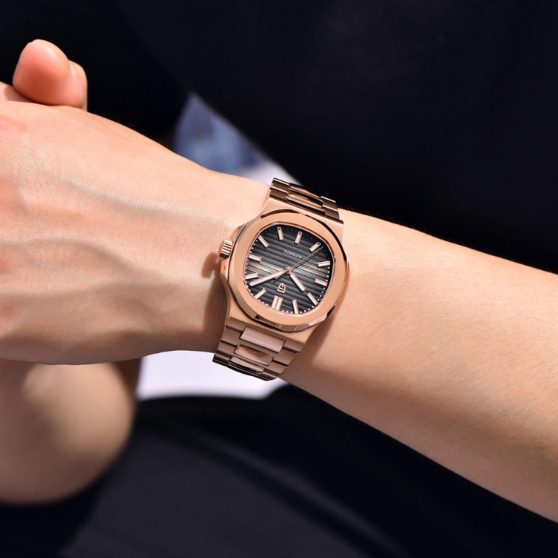 PAGANI DESIGN PD-1728 Rose Gold Men's Automatic Watches 40mm Luxury Stainless Steel Casual Waterproof Wrist Watches Sapphire Dial Glass