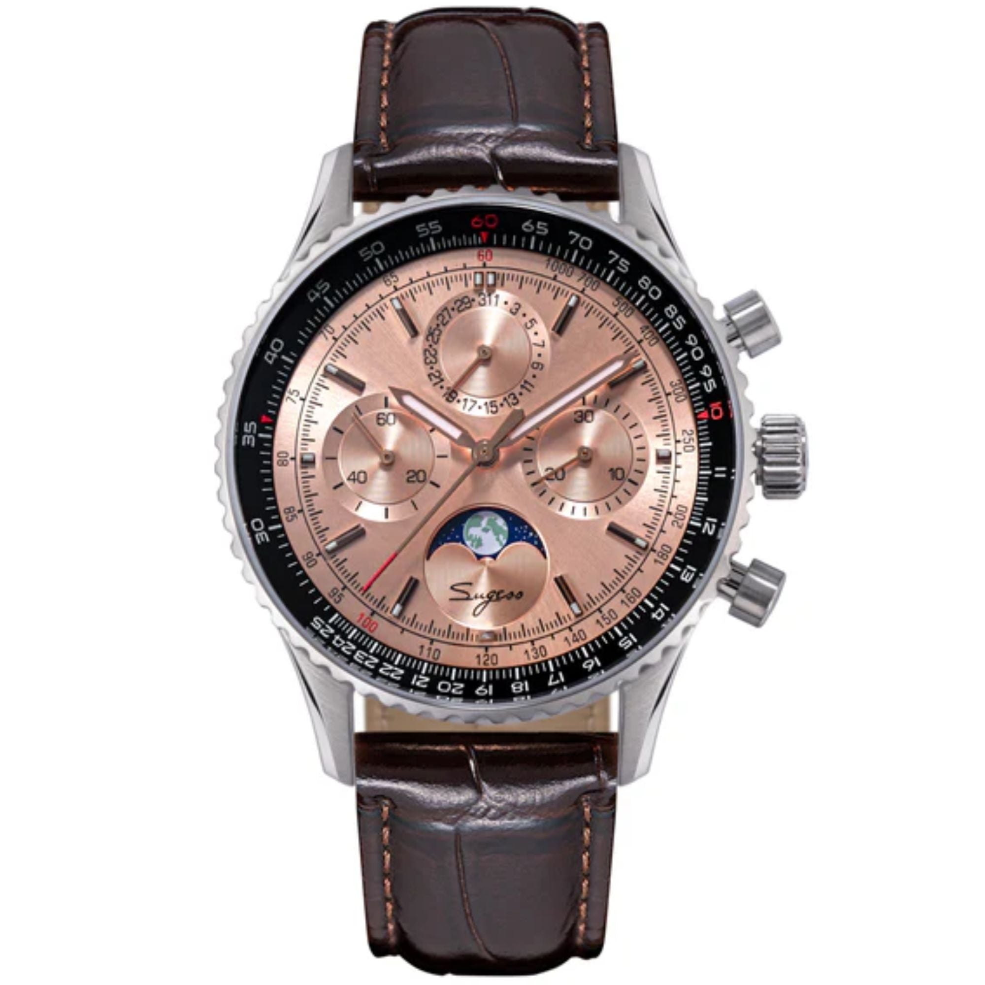 MoonPhase Chrono Master S468 Stainless Steel Case Rose Gold Dial