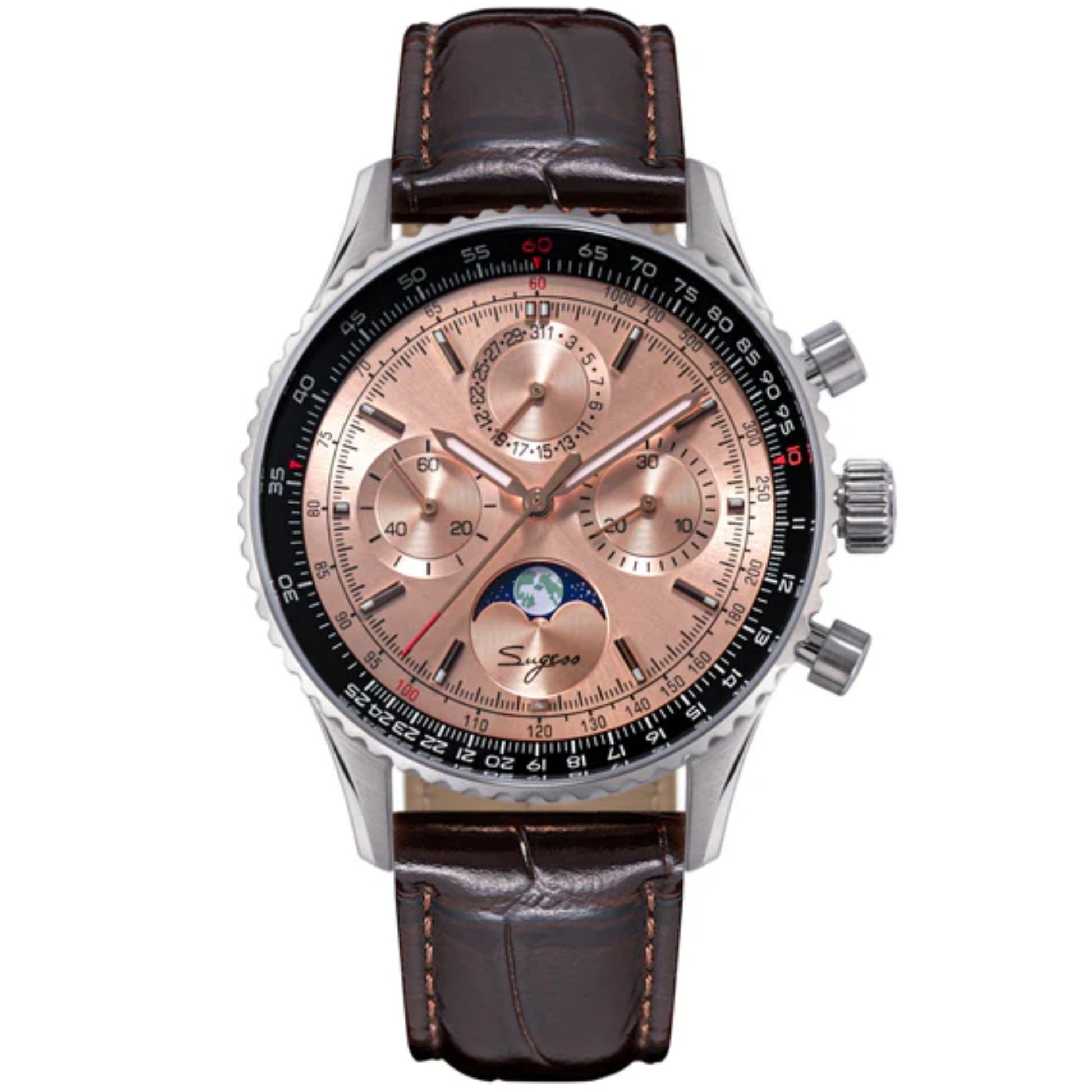 MoonPhase Chrono Master S468 Stainless Steel Case Rose Gold Dial