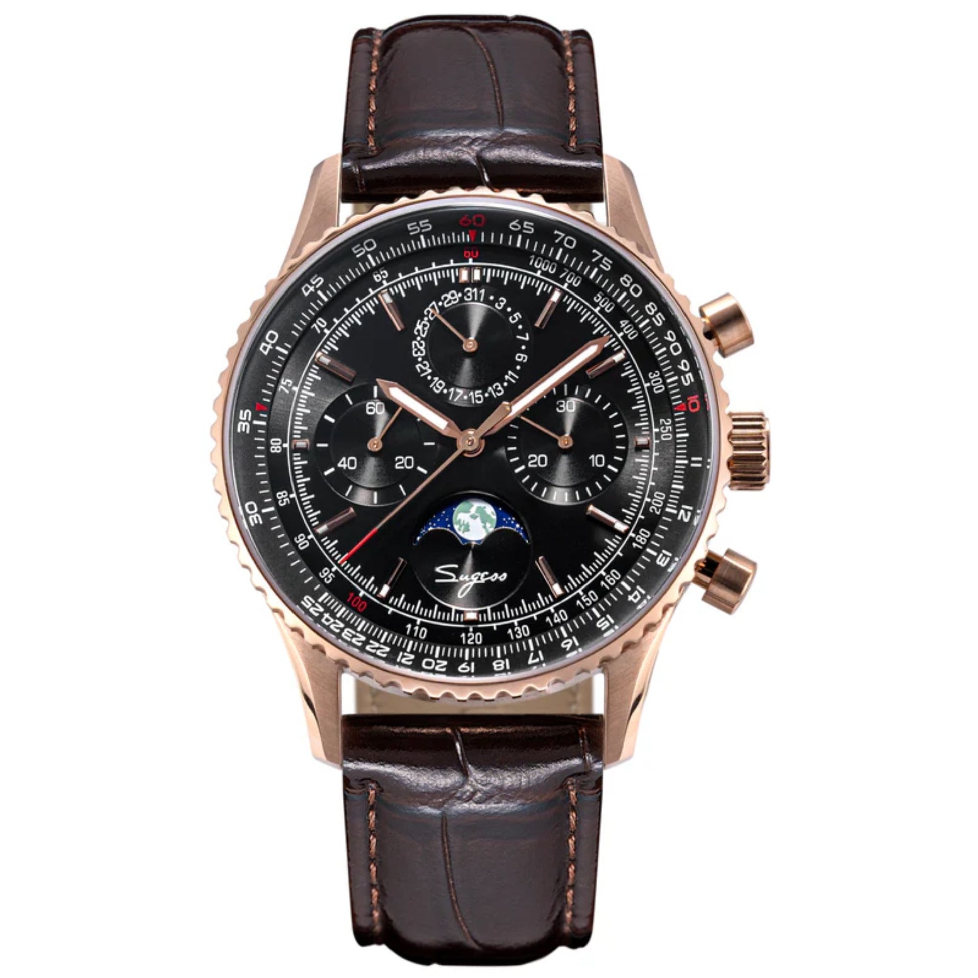 MoonPhase Chrono Master S468 Rose Gold Case Rose Black Dial