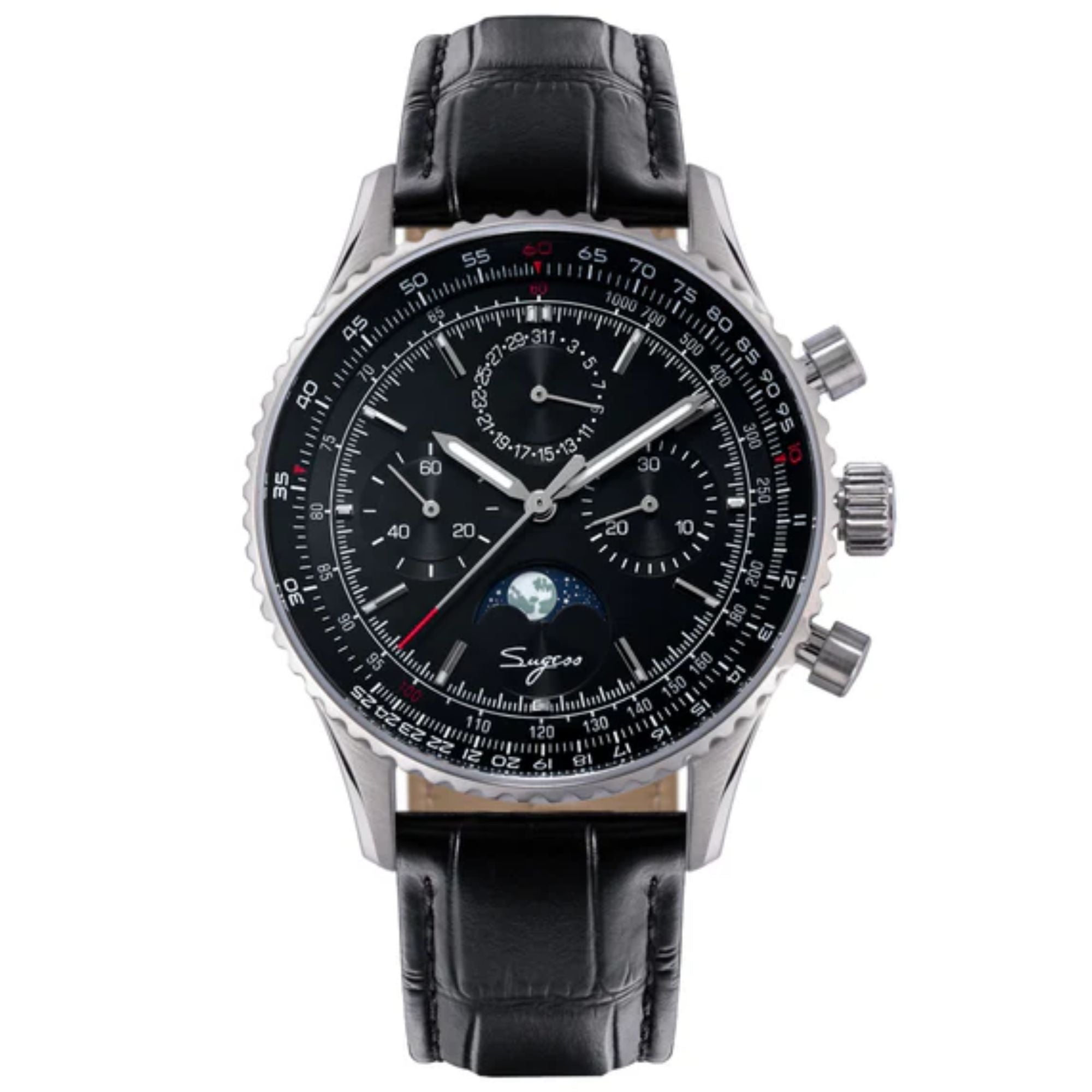MoonPhase Chrono Master S468 Stainless Steel Case Black Dial