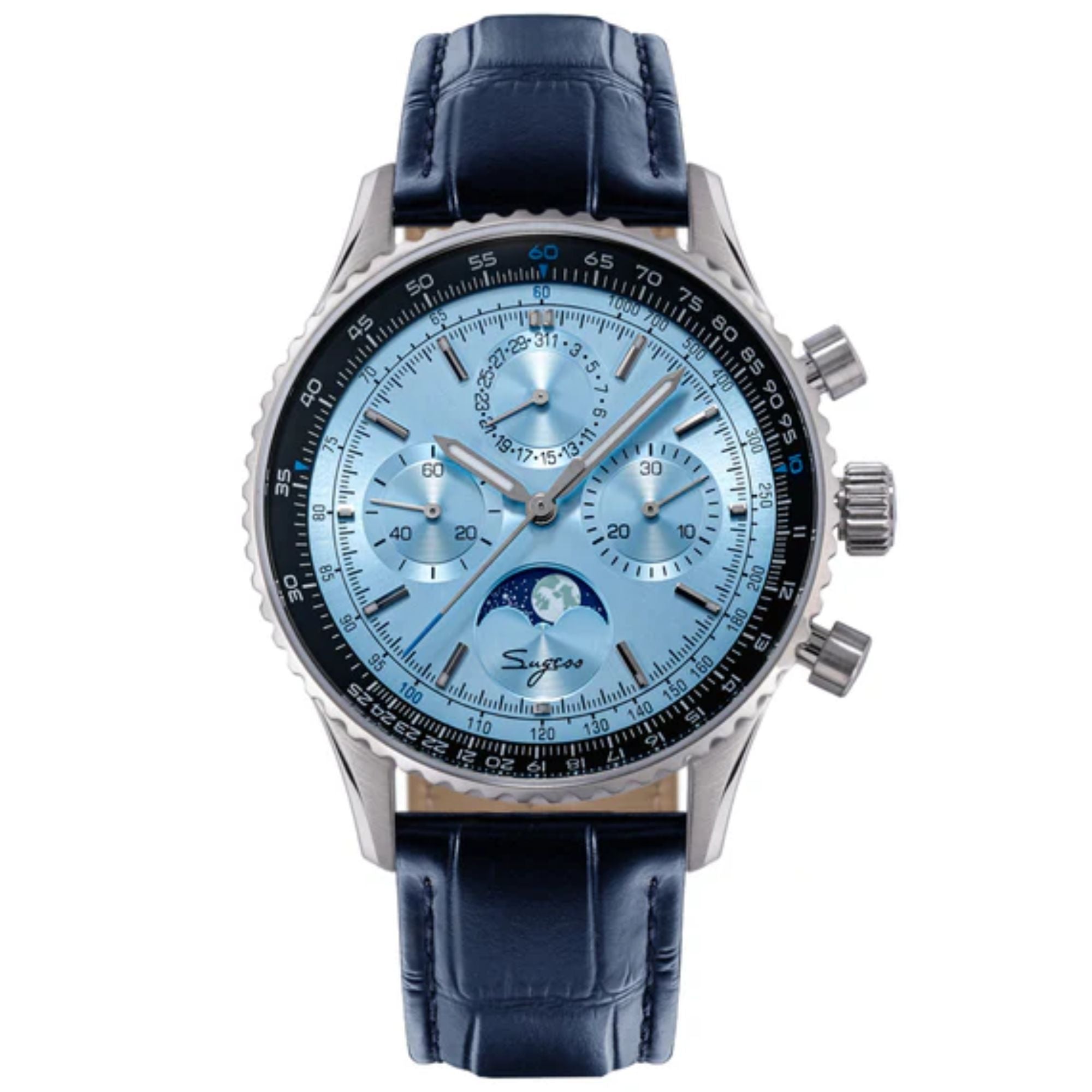 MoonPhase Chrono Master S468 Stainless Steel Case Ice Blue Dial