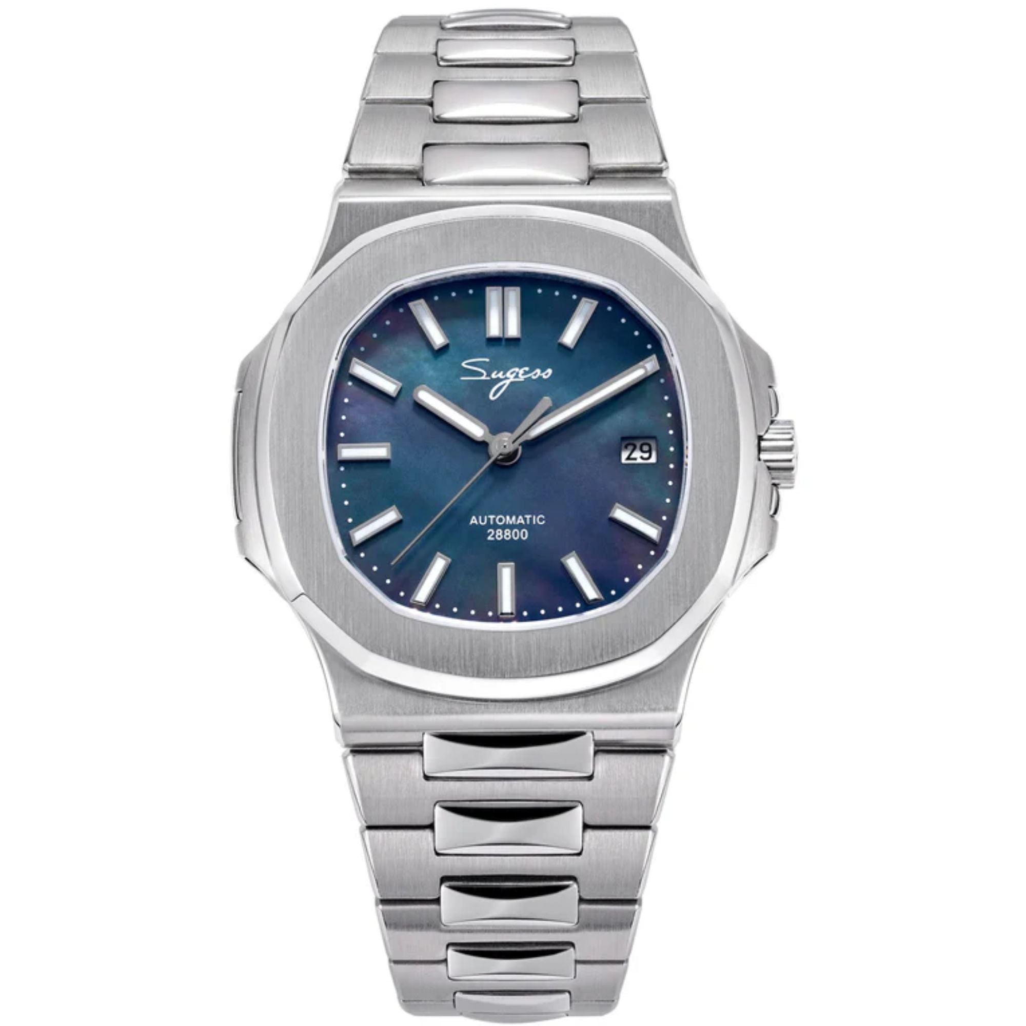 Heritage S466 PP Octagonal Day Display Black Mother of Pearl Dial Stainless-Steel Automatic