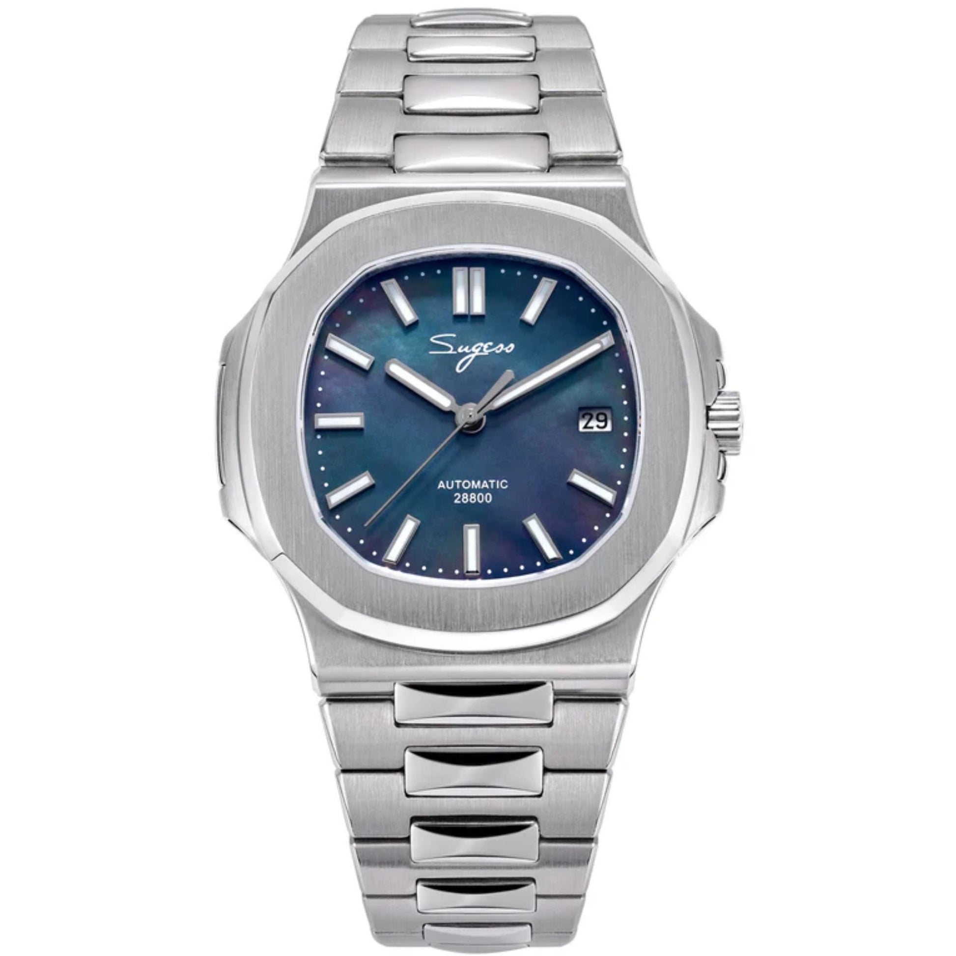 Heritage S466 PP Octagonal Day Display Black Mother of Pearl Dial Stainless-Steel Automatic